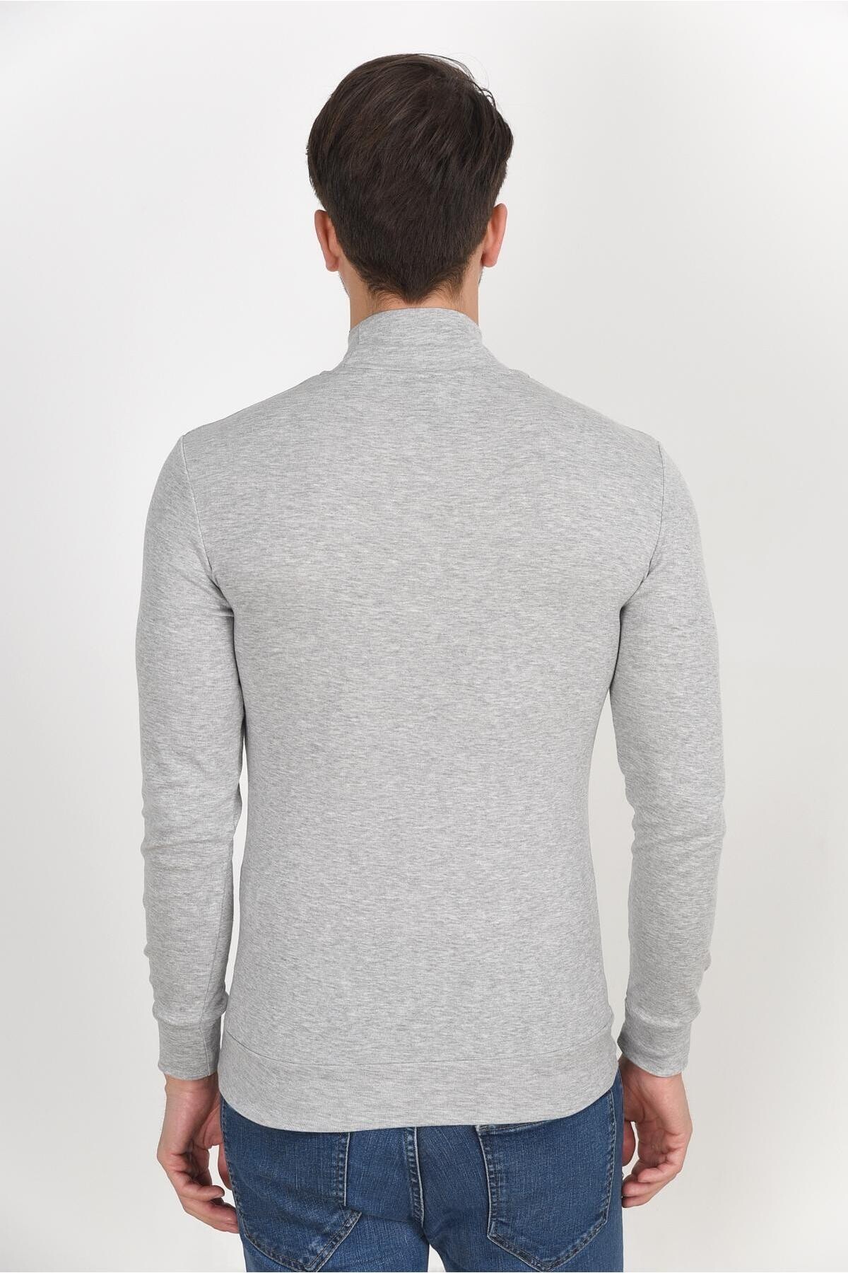 Süperlife Balıkcı Yaka Uzun Kollu Dar Kalıp İnce Erkek Sweatshirt SPR 2019K21