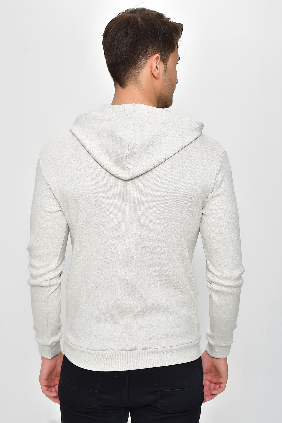 Süperlife Kapşonlu Uzun Kollu Baskılı Dar Kalıp İnce Erkek Sweatshirt 2019K26