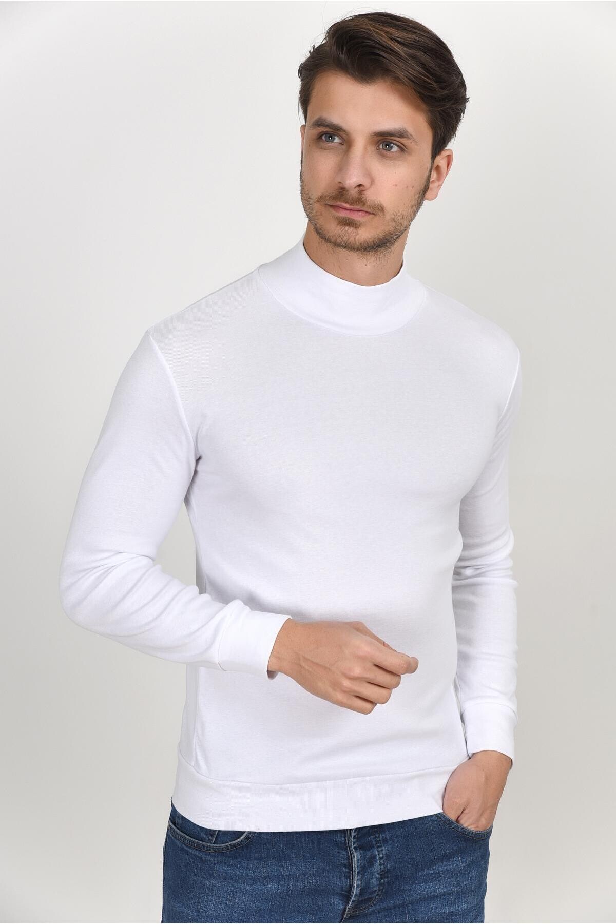 Süperlife Yarım Balıkcı Uzun Kollu Dar Kalıp İnce Erkek Sweatshirt SPR 2019K20