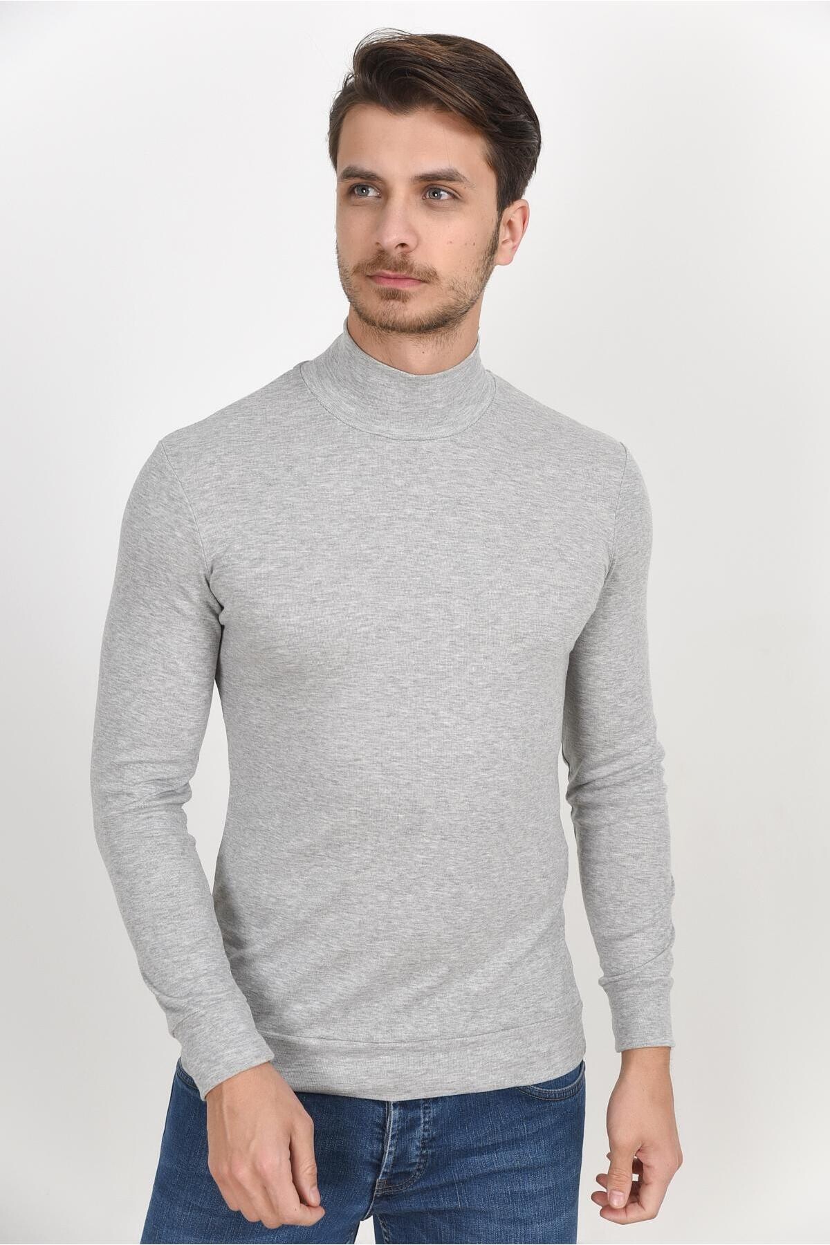 Süperlife Yarım Balıkcı Uzun Kollu Dar Kalıp İnce Erkek Sweatshirt SPR 2019K20