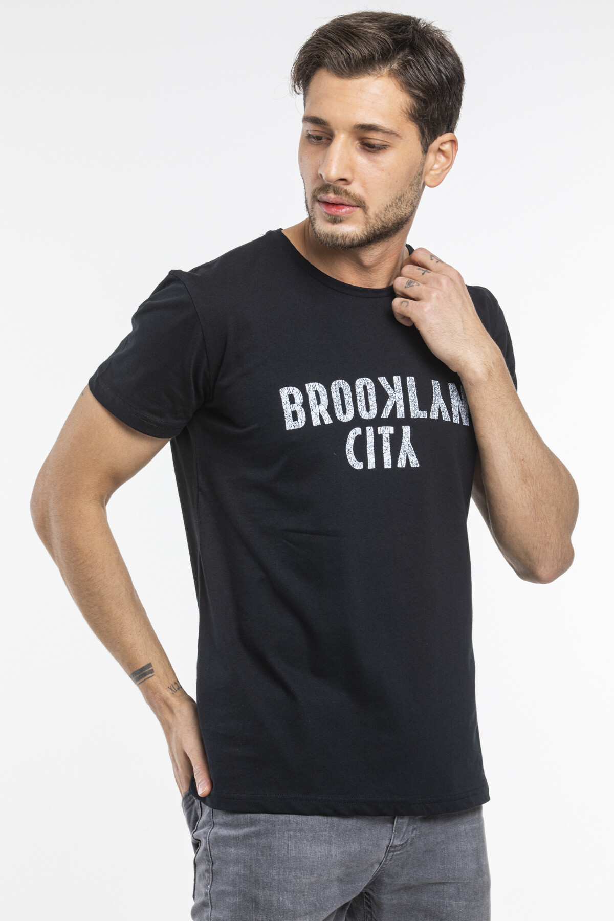 Süperlife Erkek Bisiklet yaka Brooklyn City Baskılı Tişort SPR 253