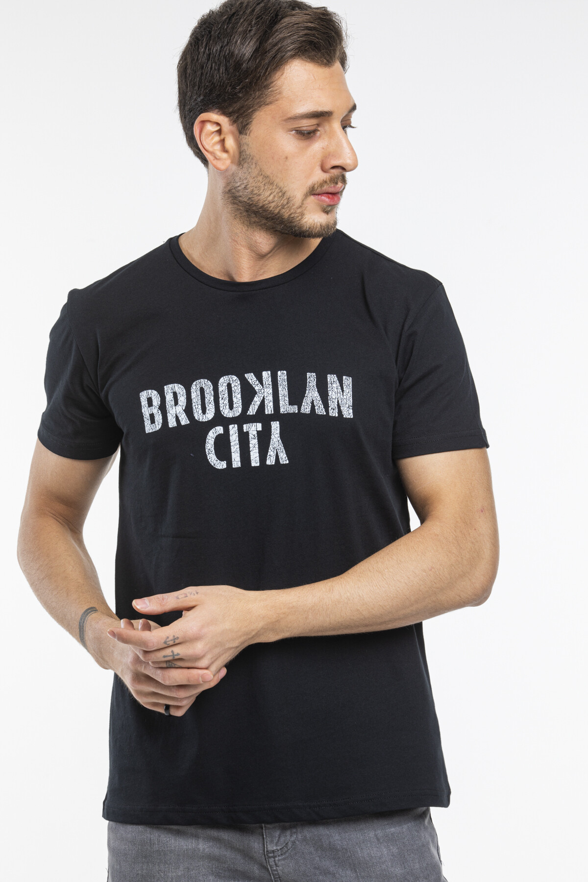 Süperlife Erkek Bisiklet yaka Brooklyn City Baskılı Tişort SPR 253