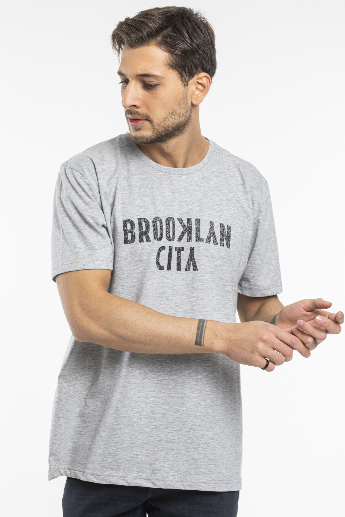 Süperlife Erkek Bisiklet yaka Brooklyn City Baskılı Tişort SPR 253