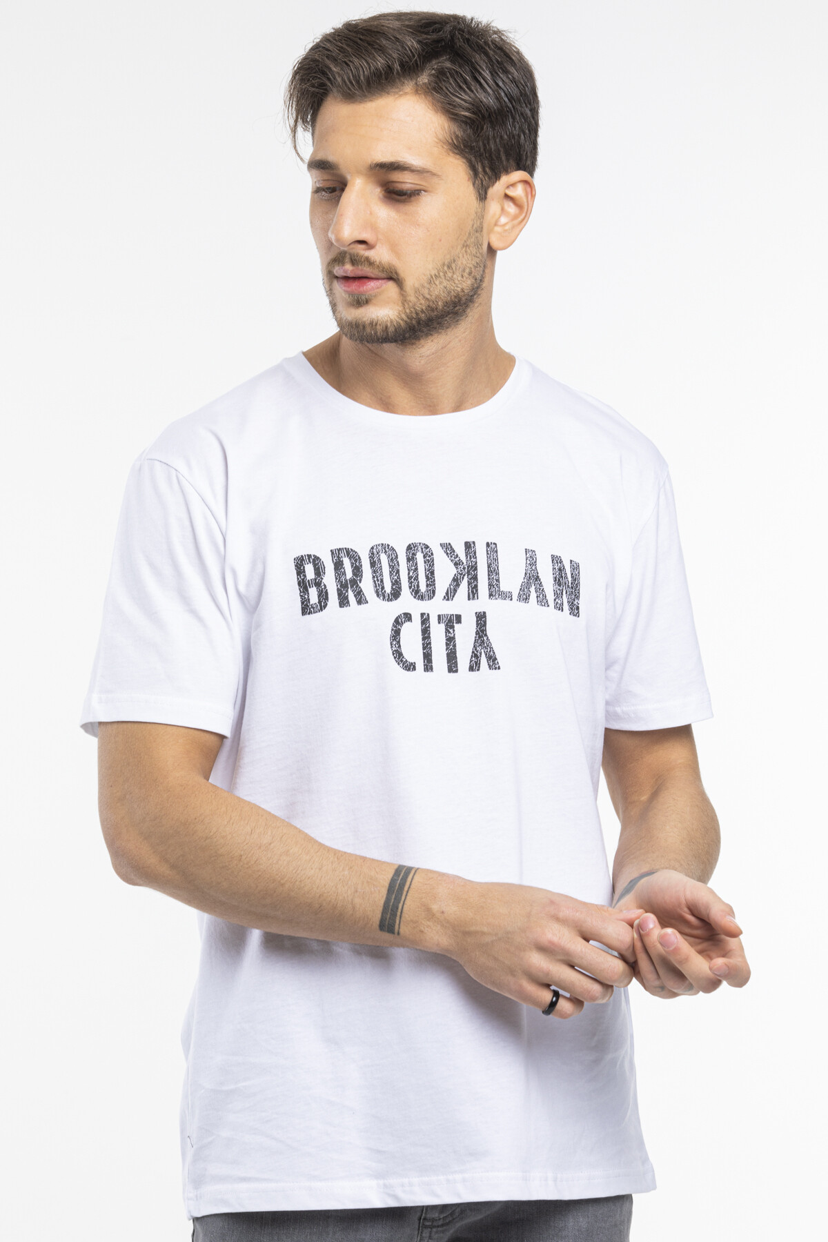 Süperlife Erkek Bisiklet yaka Brooklyn City Baskılı Tişort SPR 253