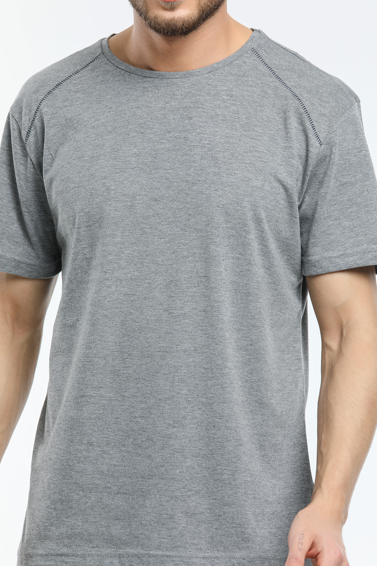 Süperlife Erkek Bisiklet Yaka Slim Fit Garnili Tişort SPR21Y02