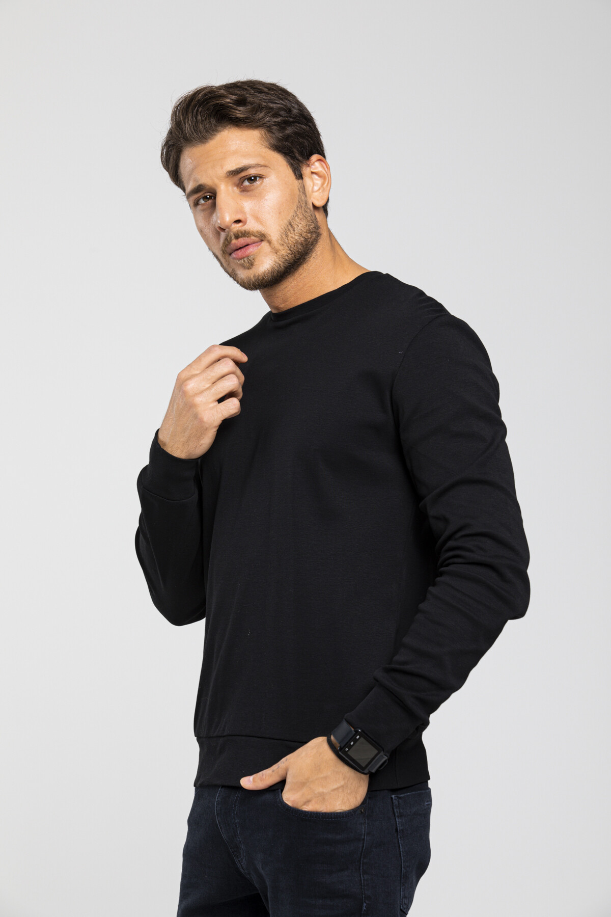 Süperlife Erkek Bisiklet Yaka Slim Fit İnce Sweatshirt SPR 20K17