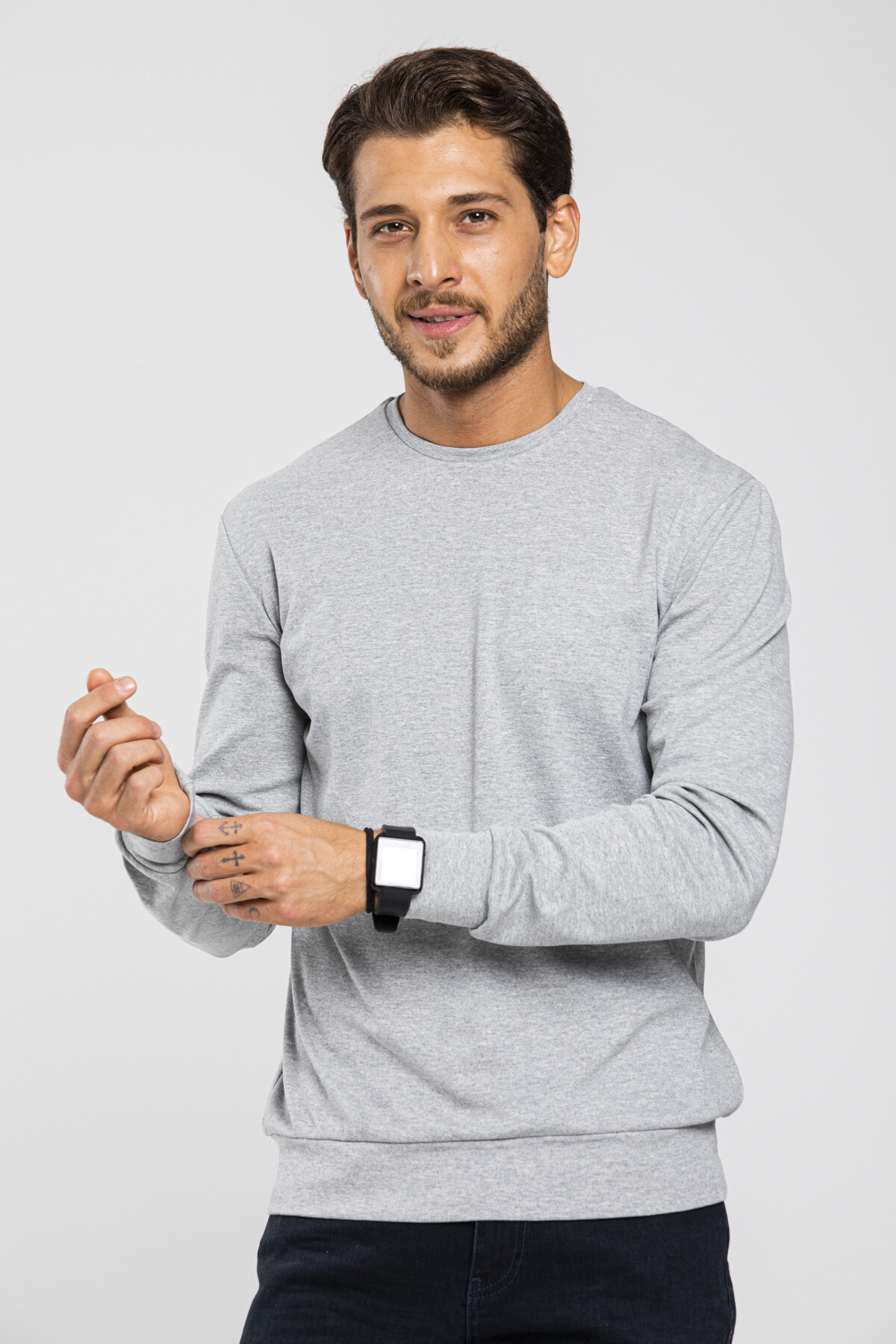 Süperlife Erkek Bisiklet Yaka Slim Fit İnce Sweatshirt SPR 20K17