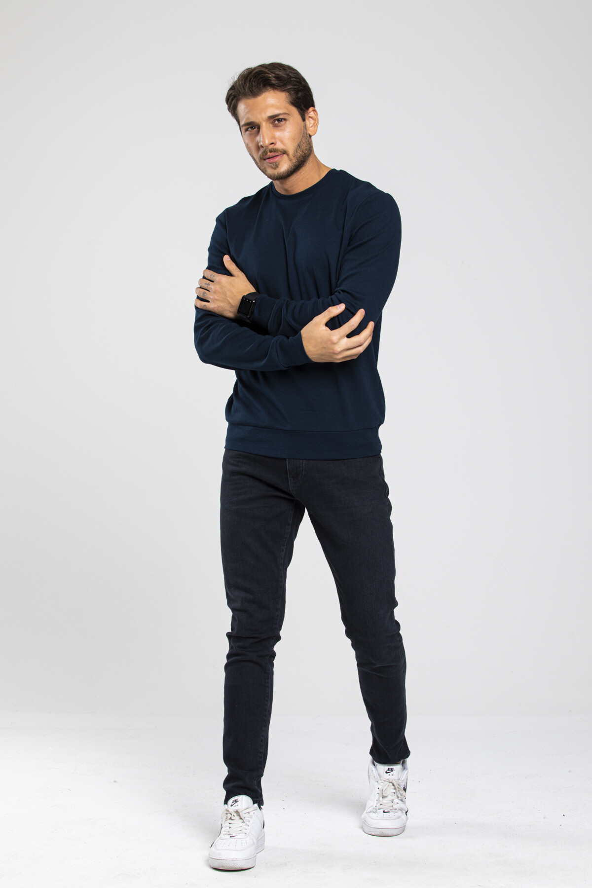 Süperlife Erkek Bisiklet Yaka Slim Fit İnce Sweatshirt SPR 20K17