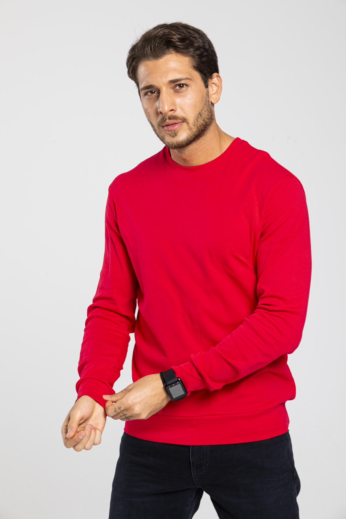 Süperlife Erkek Bisiklet Yaka Slim Fit İnce Sweatshirt SPR 20K17