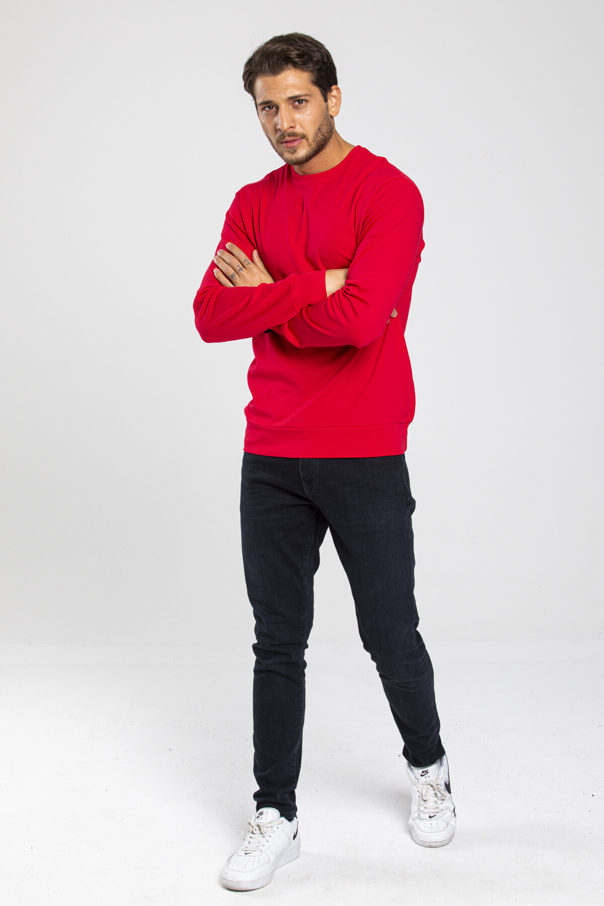 Süperlife Erkek Bisiklet Yaka Slim Fit İnce Sweatshirt SPR 20K17