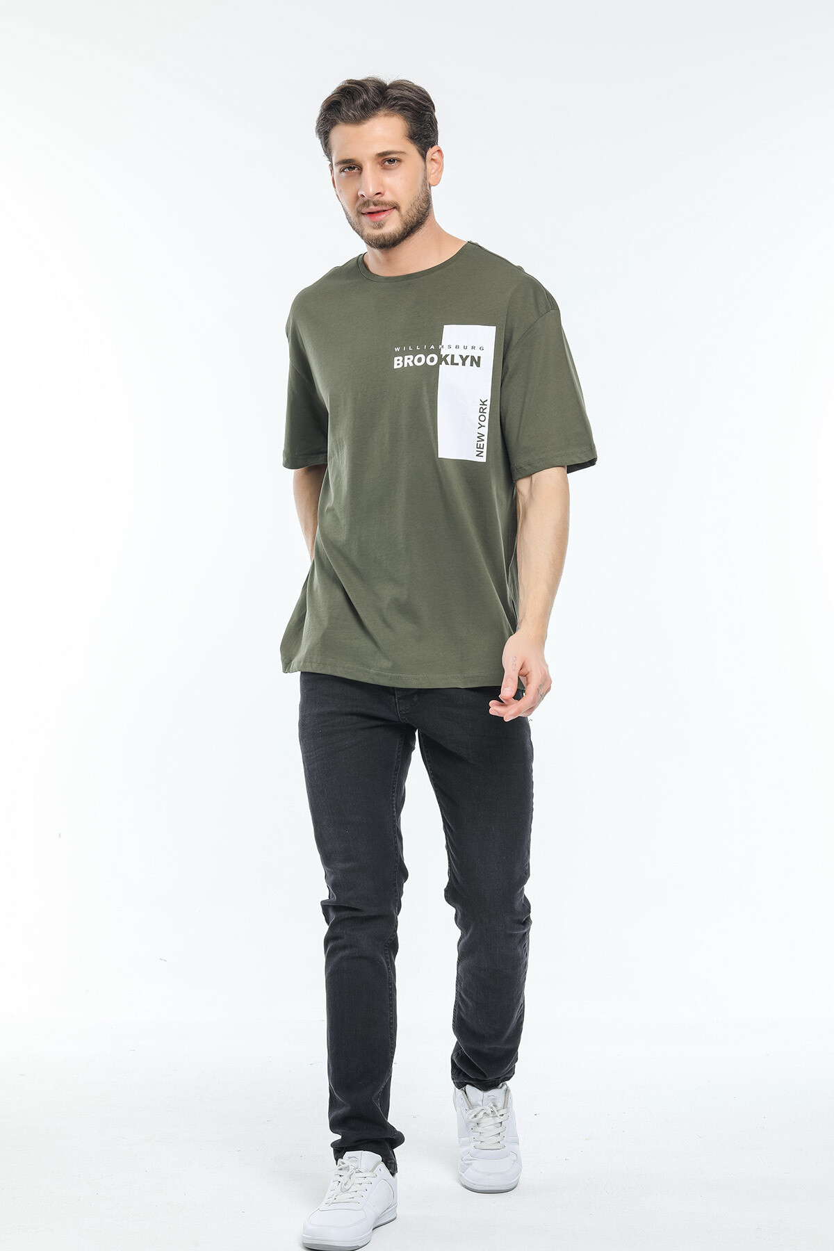 Süperlife Erkek Bisiklet Yaka Slim Fit Baskılı Tişort SPR21Y21 