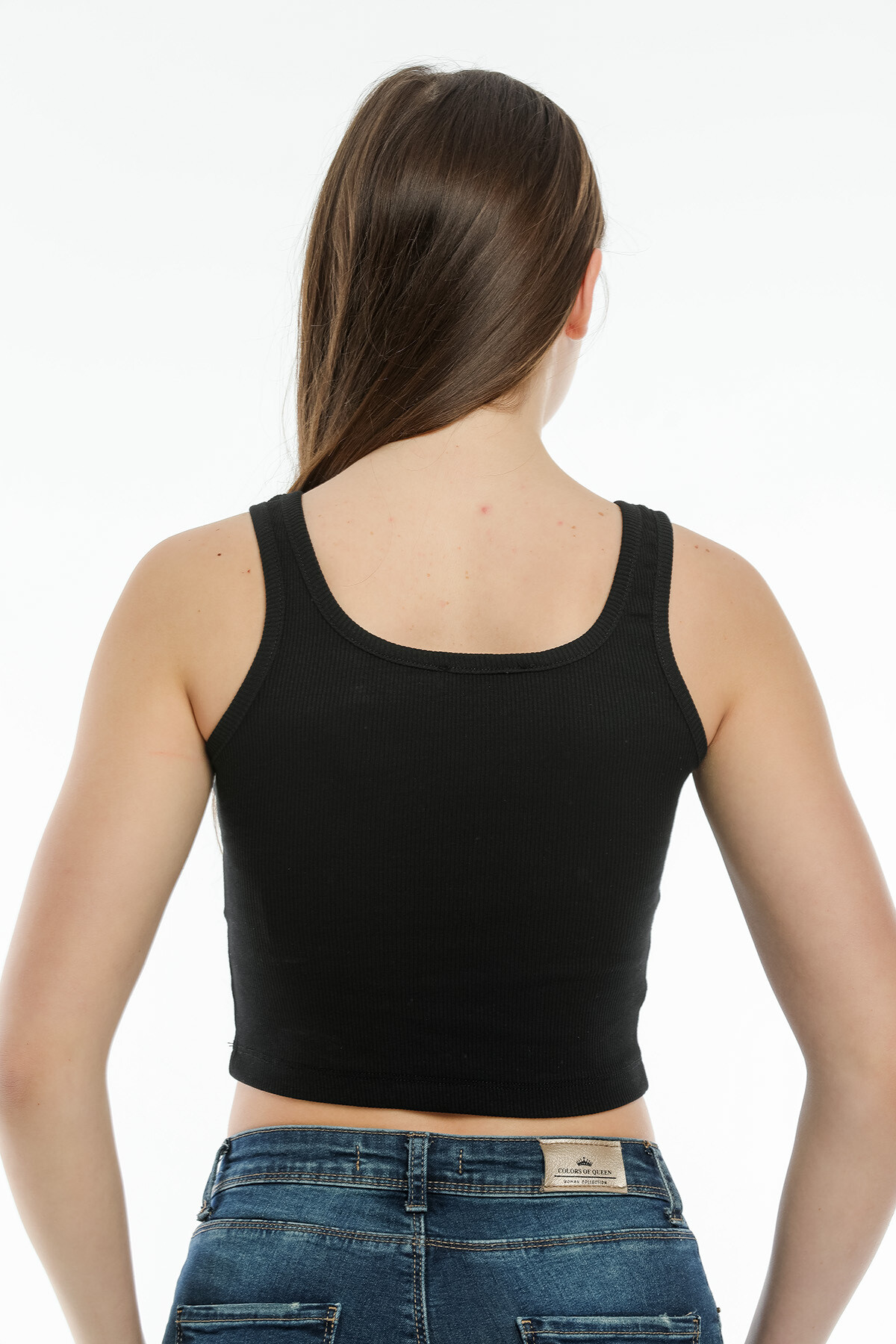 Süperlife Kadın Crop Örme Slim Fit  Atlet-Tişort  SPR21Y12