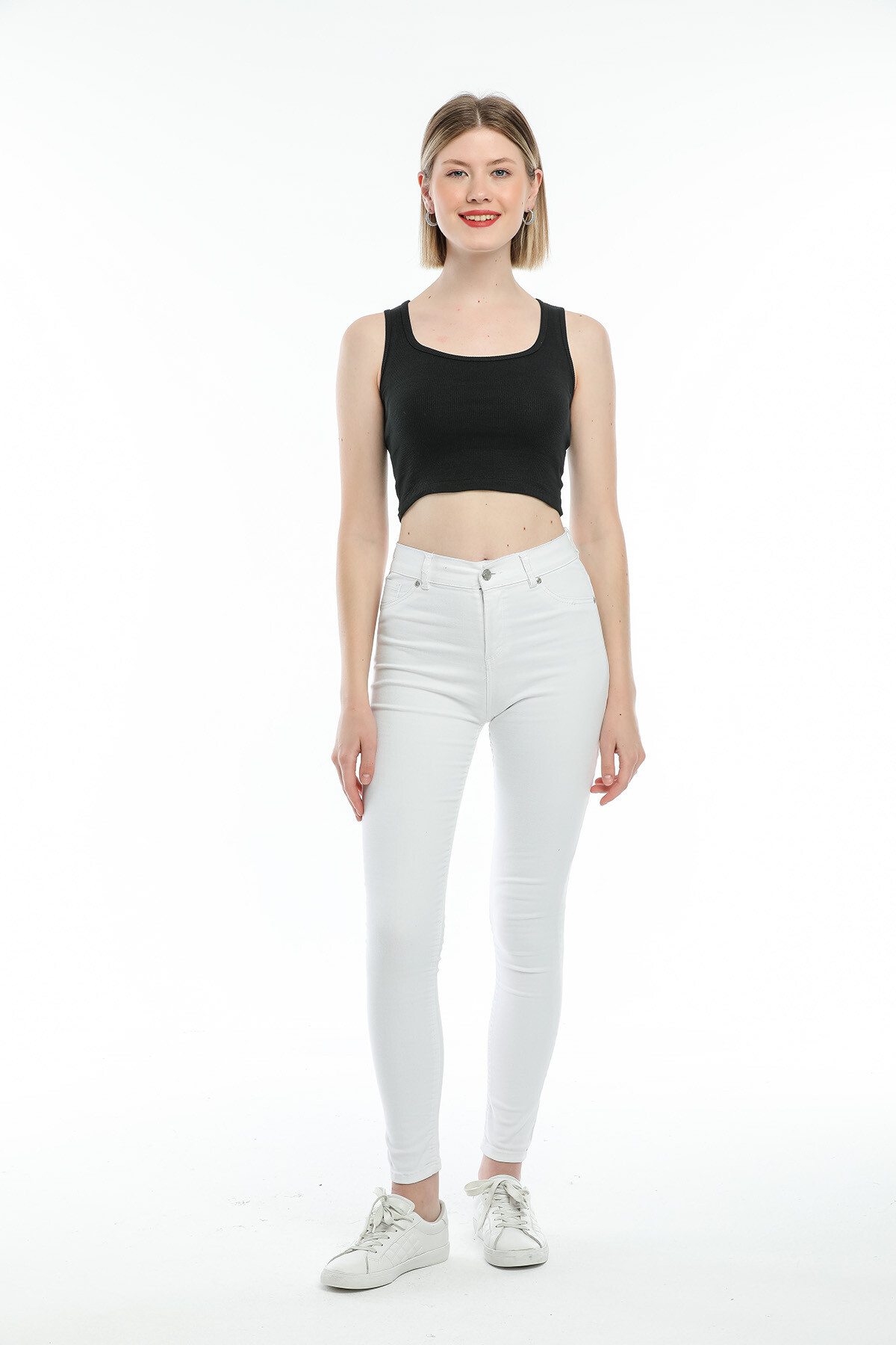 Süperlife Kadın Crop Örme Slim Fit  Atlet-Tişort SPR21Y19
