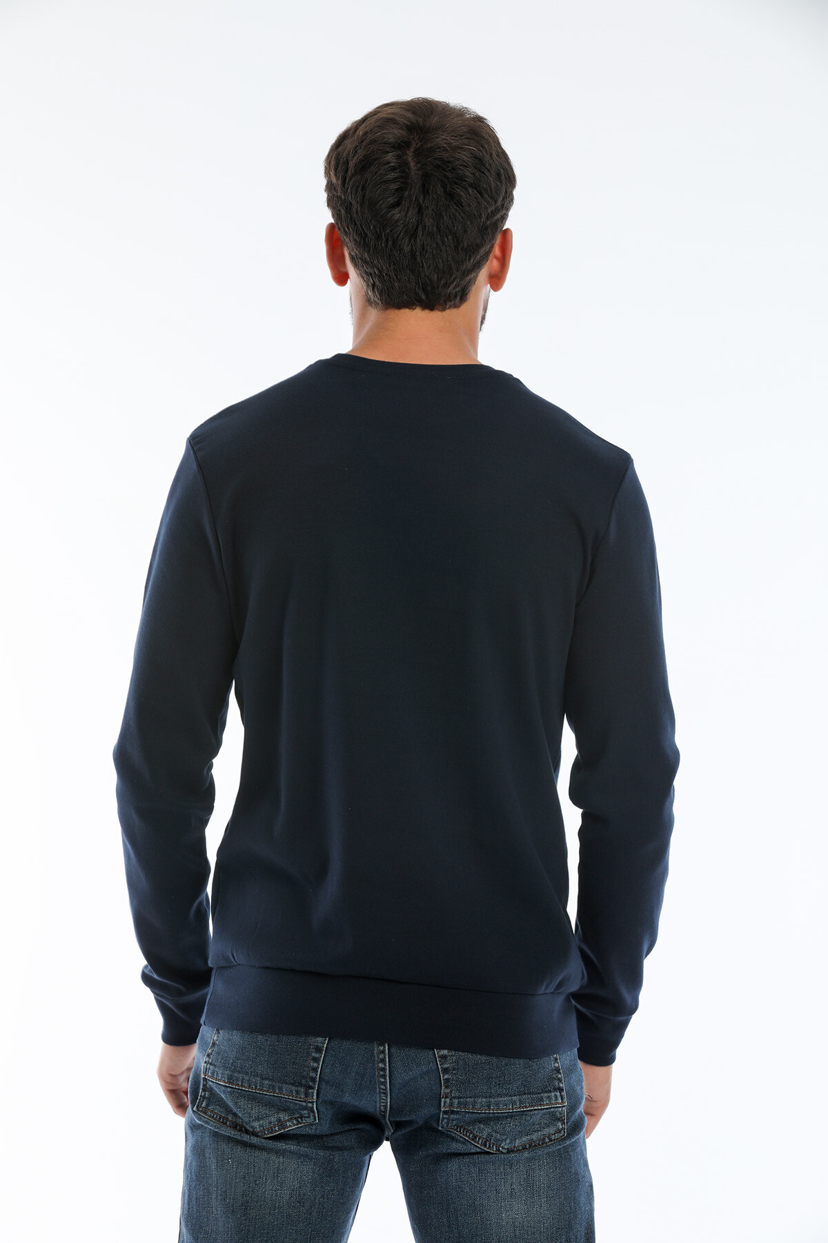 Süperlife Erkek Bisiklet Yaka Slim fit AR Baskılı İnce Sweatshirt SPR22sw101