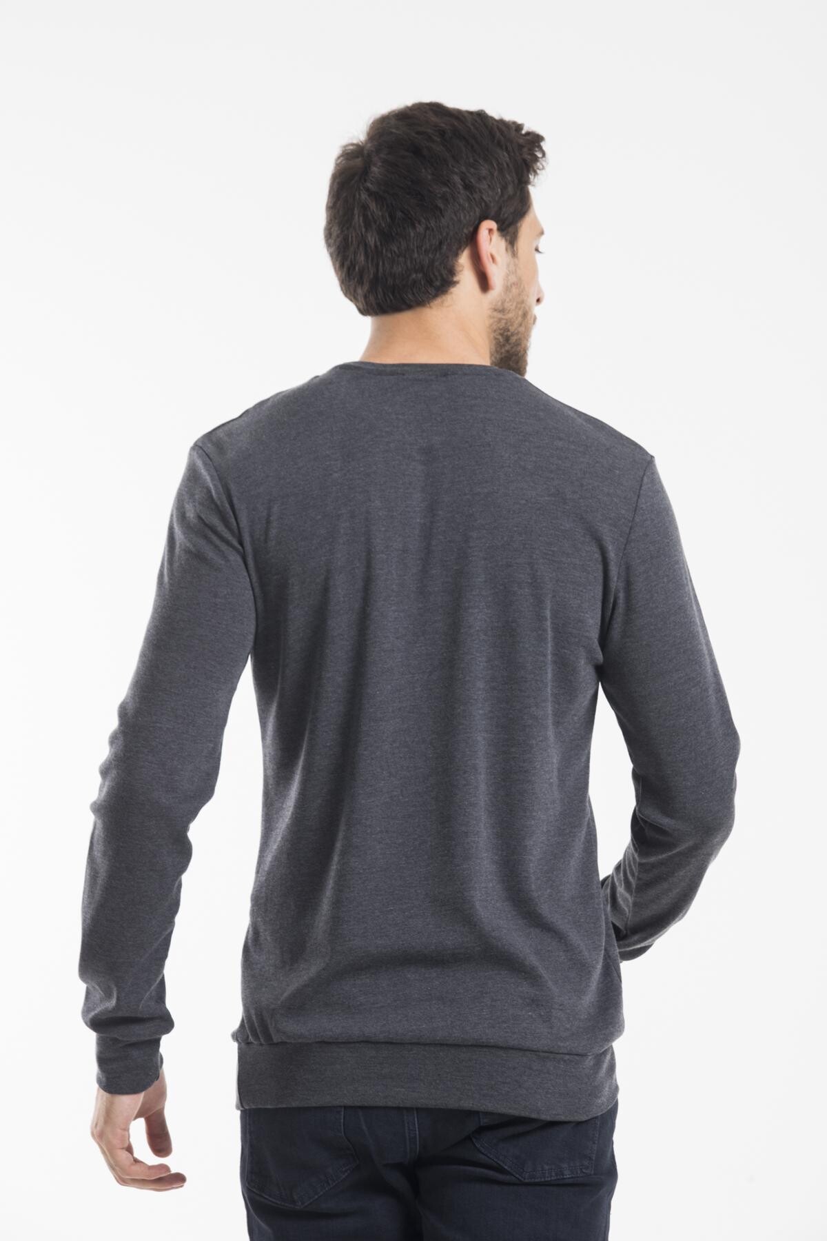 Süperlife Bisiklet Yaka Uzun Kollu Dar Kalıp İnce  Erkek Sweatshirt SPR2019K18