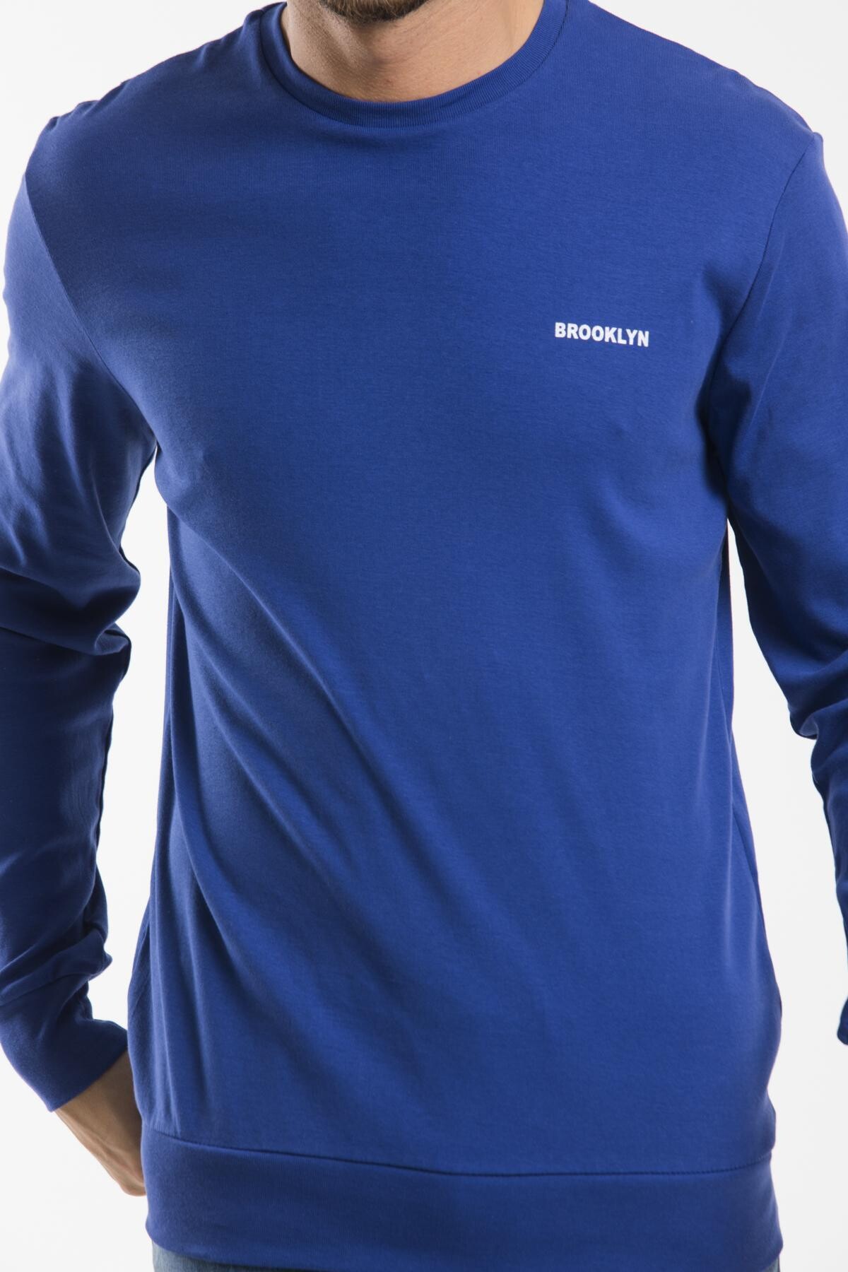 Süperlife Bisiklet Yaka Uzun Kollu Dar Kalıp İnce  Erkek Sweatshirt SPR2019K18