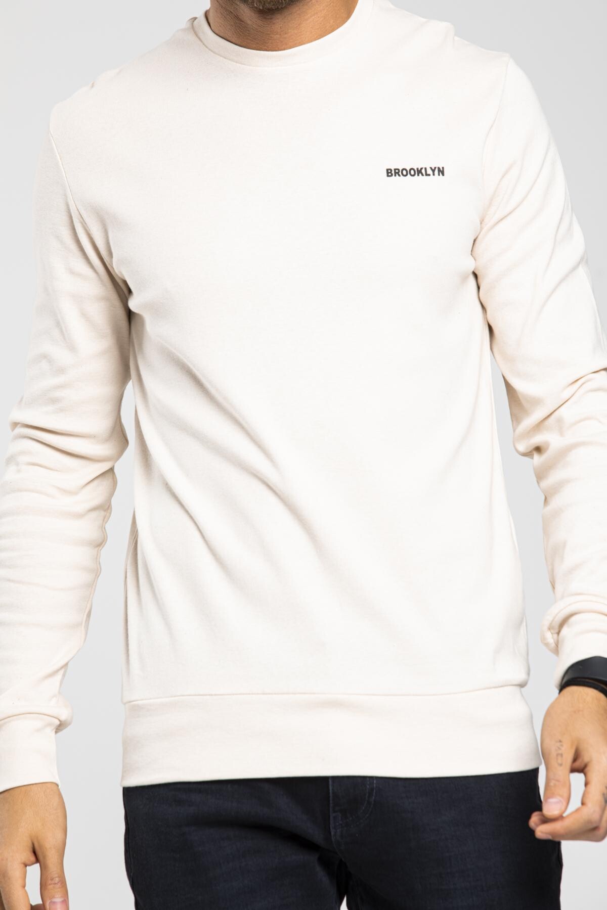 Süperlife Bisiklet Yaka Uzun Kollu Dar Kalıp İnce  Erkek Sweatshirt SPR2019K18