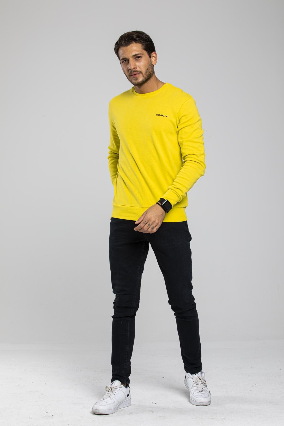 Süperlife Bisiklet Yaka Uzun Kollu Dar Kalıp İnce  Erkek Sweatshirt SPR2019K18