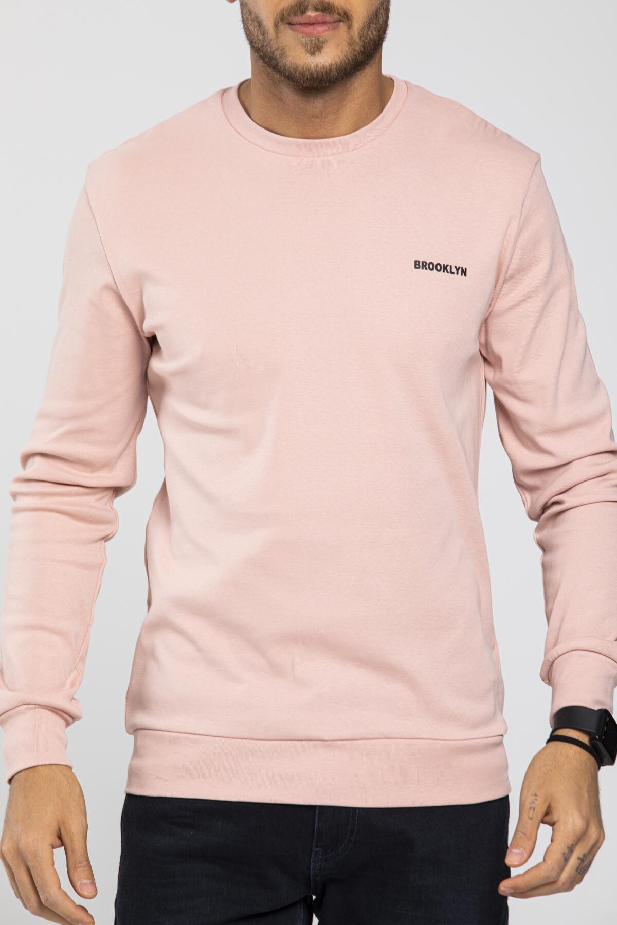 Süperlife Bisiklet Yaka Uzun Kollu Dar Kalıp İnce  Erkek Sweatshirt SPR2019K18