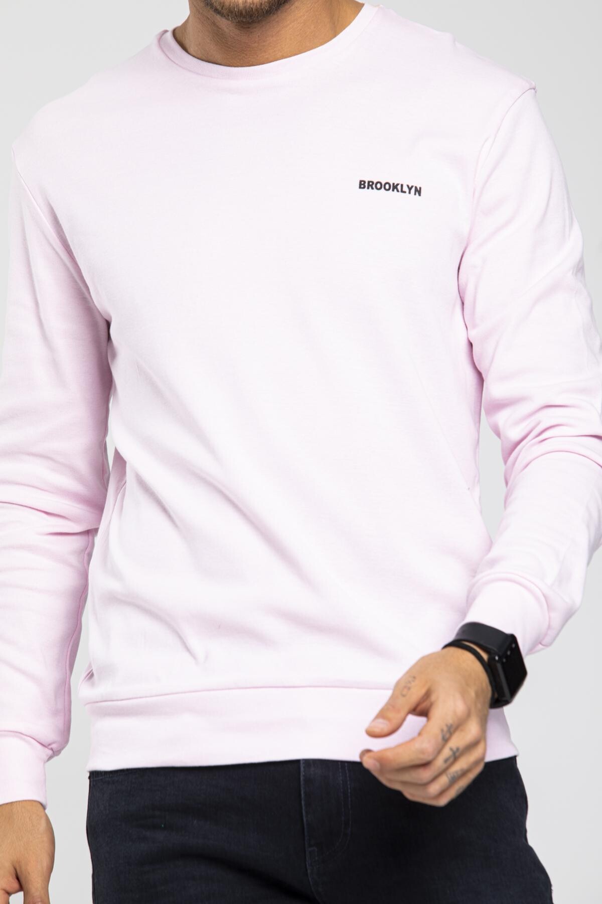 Süperlife Bisiklet Yaka Uzun Kollu Dar Kalıp İnce  Erkek Sweatshirt SPR2019K18