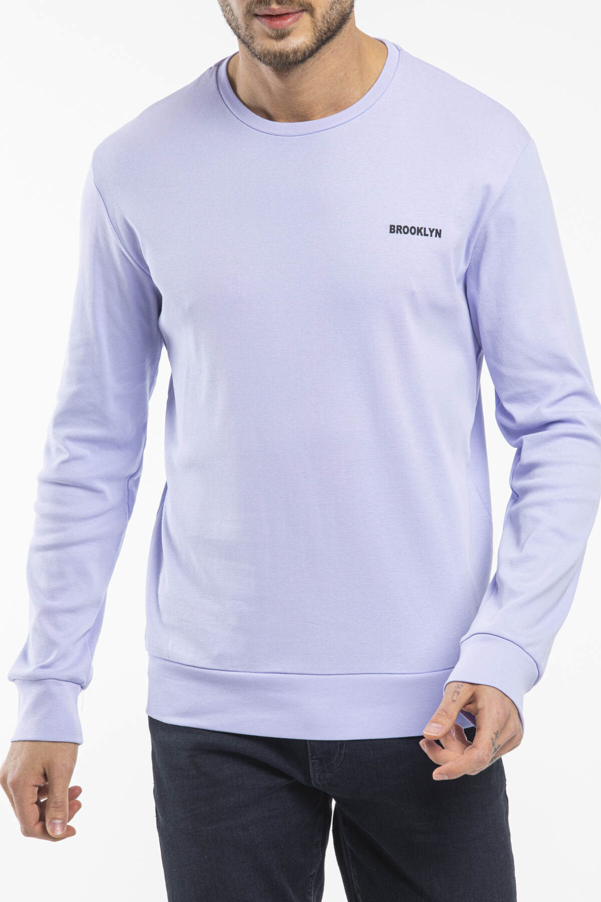 Süperlife Bisiklet Yaka Uzun Kollu Dar Kalıp İnce  Erkek Sweatshirt SPR2019K18