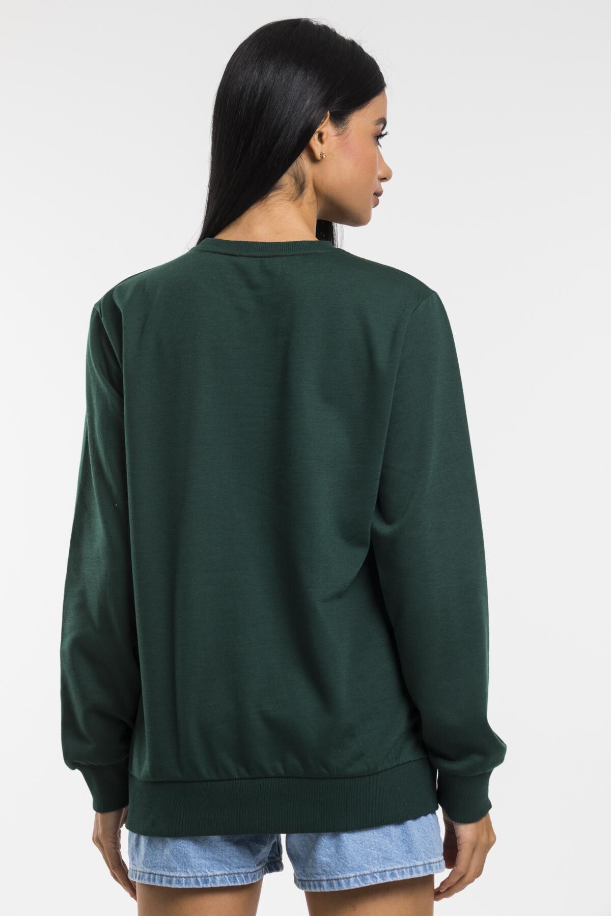 Süperlife Kadın Bisiklet Yaka Regular Kalıp İnce Pamuklu Sweatshirt SPR21K30