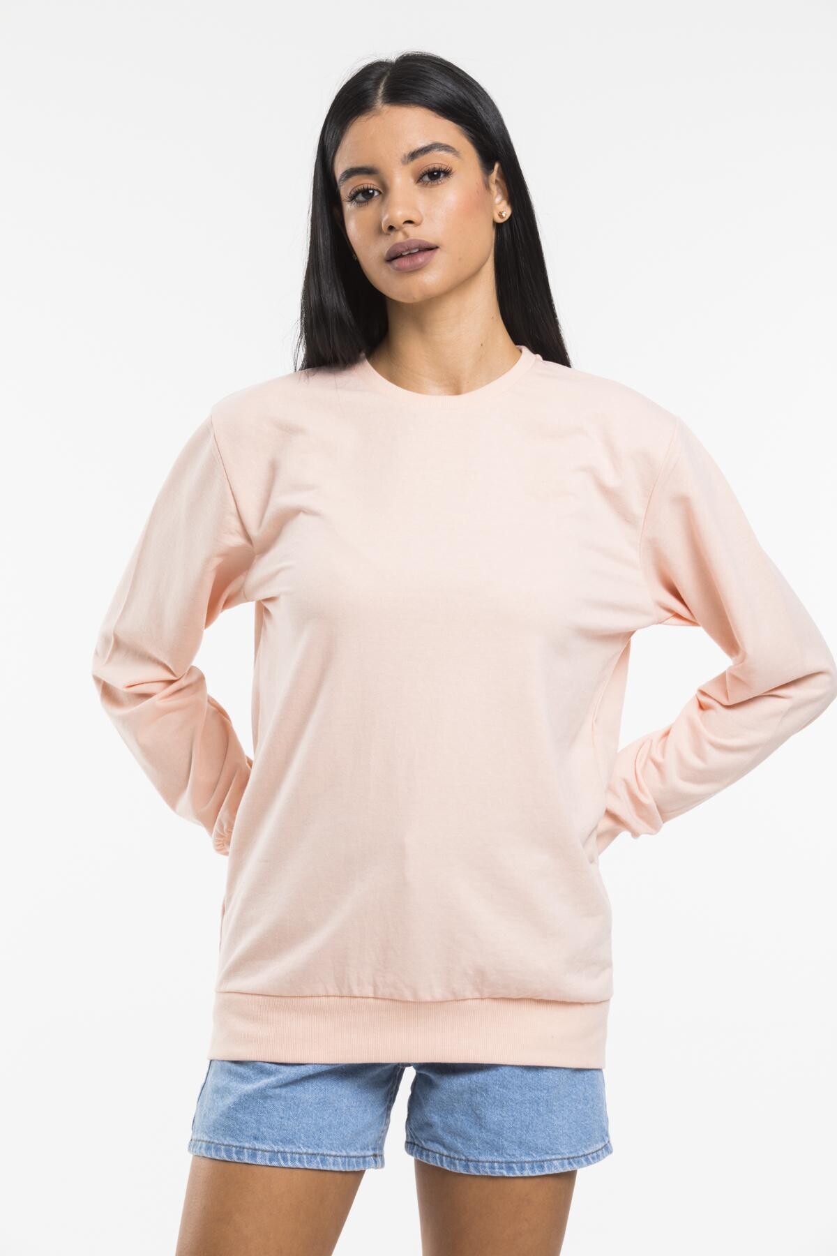 Süperlife Kadın Bisiklet Yaka Regular Kalıp İnce Pamuklu Sweatshirt SPR21K30