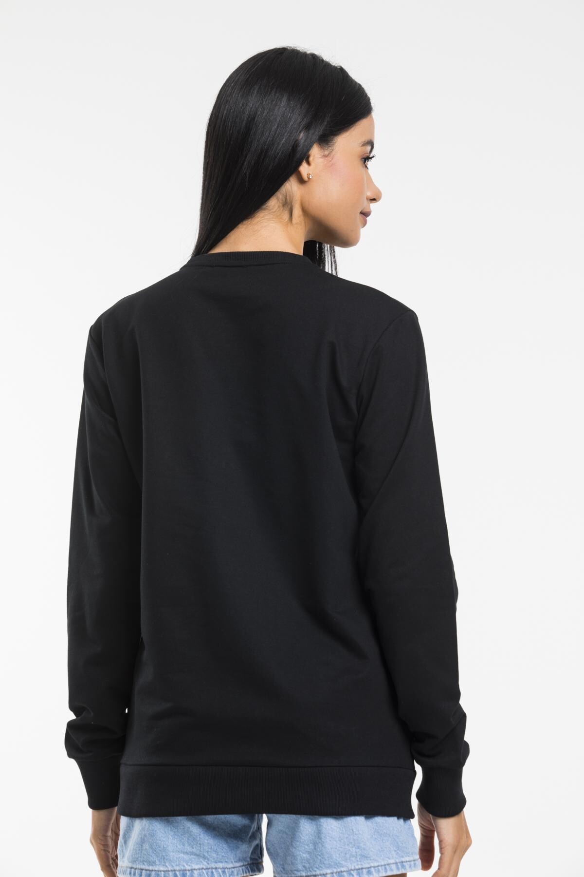 Süperlife Kadın Bisiklet Yaka Regular Kalıp İnce Pamuklu Sweatshirt SPR21K30