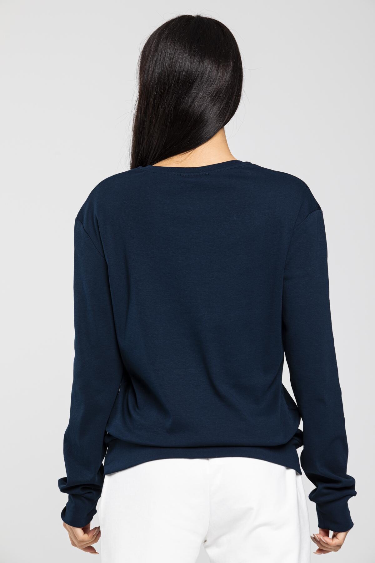 Süperlife Bisiklet Yaka Uzun Kollu Dar Kalıp İnce Sweatshirt SPR21K18