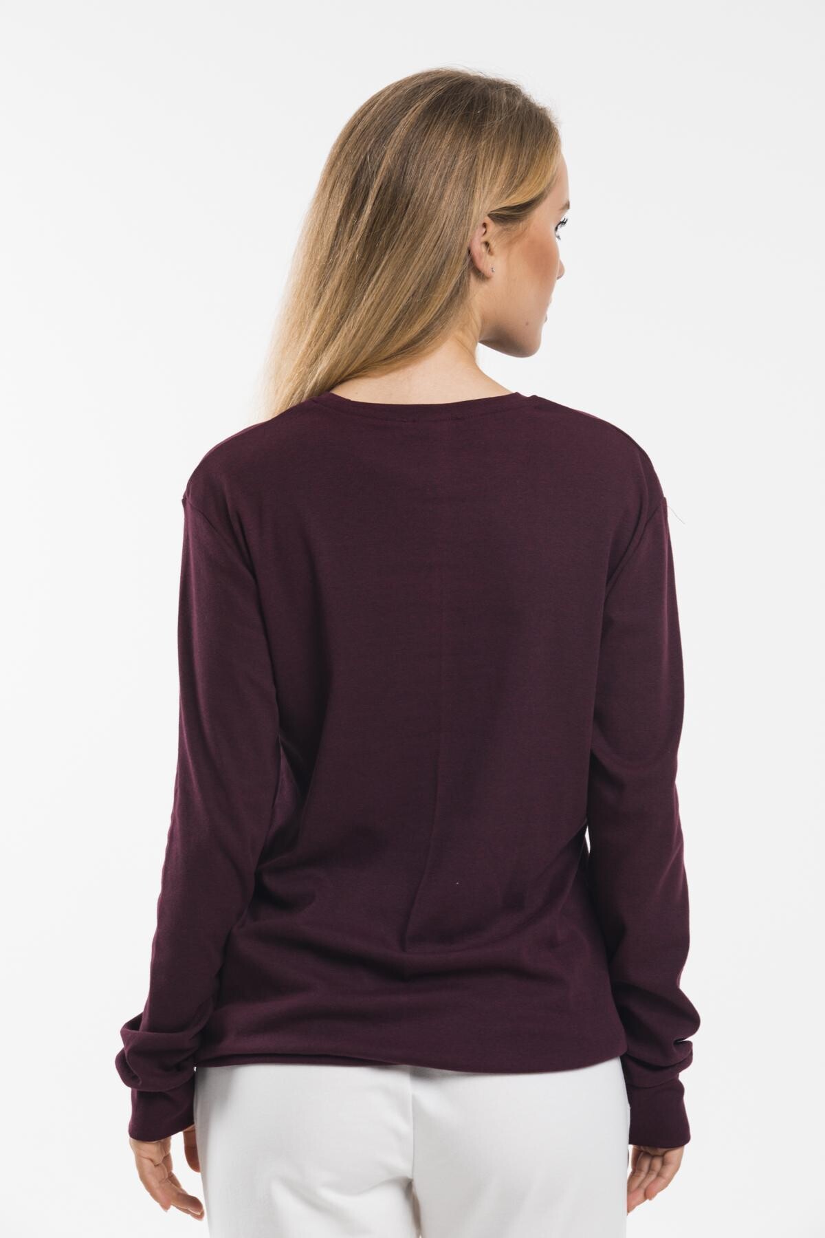 Süperlife Bisiklet Yaka Uzun Kollu Dar Kalıp İnce Sweatshirt SPR21K18