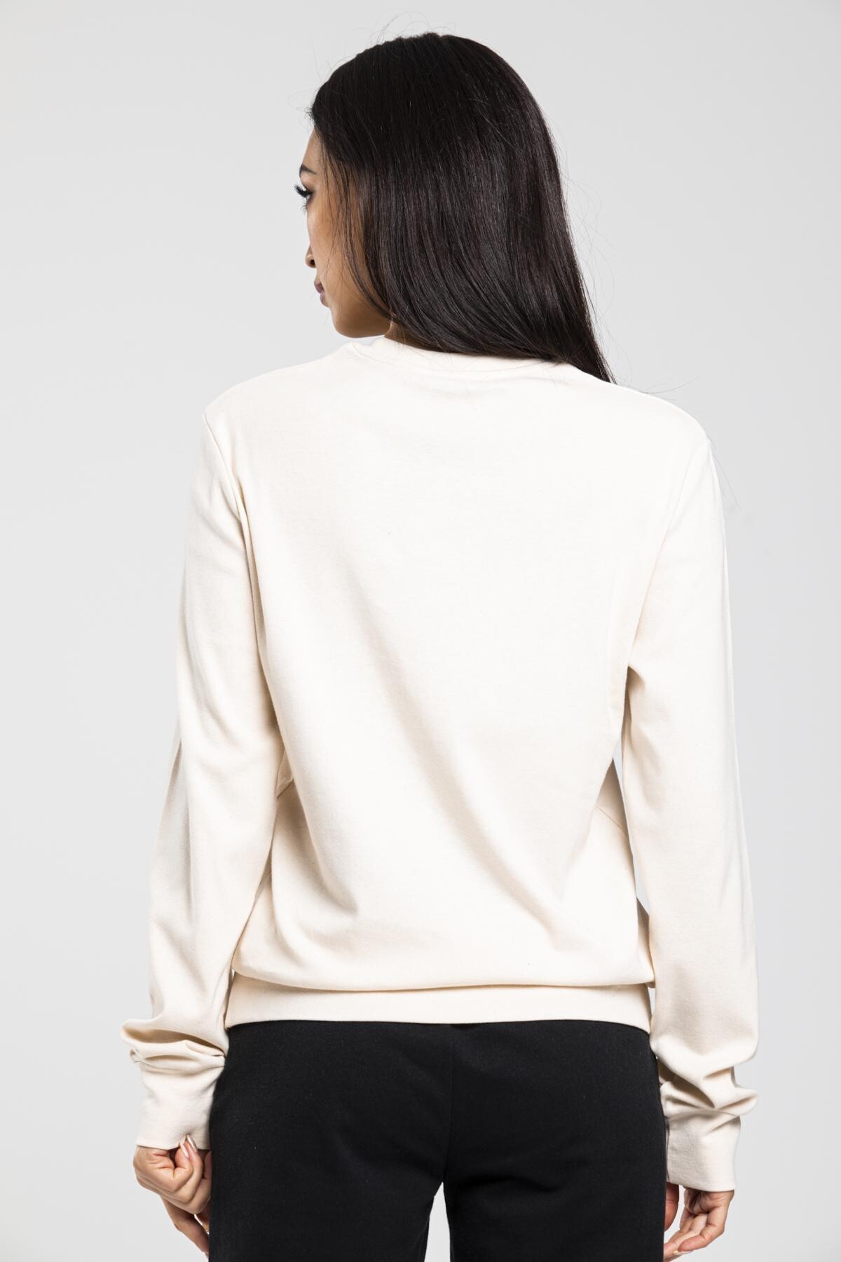Süperlife Bisiklet Yaka Uzun Kollu Dar Kalıp İnce Sweatshirt SPR21K18