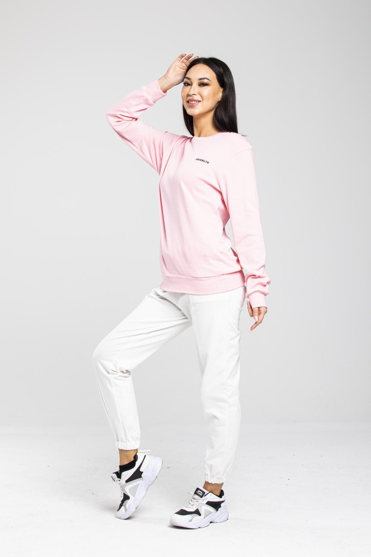 Süperlife Bisiklet Yaka Uzun Kollu Dar Kalıp İnce Sweatshirt SPR21K18