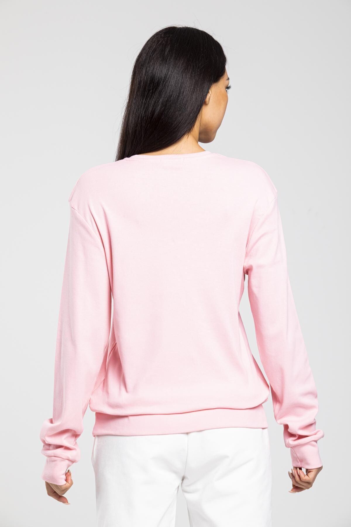 Süperlife Bisiklet Yaka Uzun Kollu Dar Kalıp İnce Sweatshirt SPR21K18