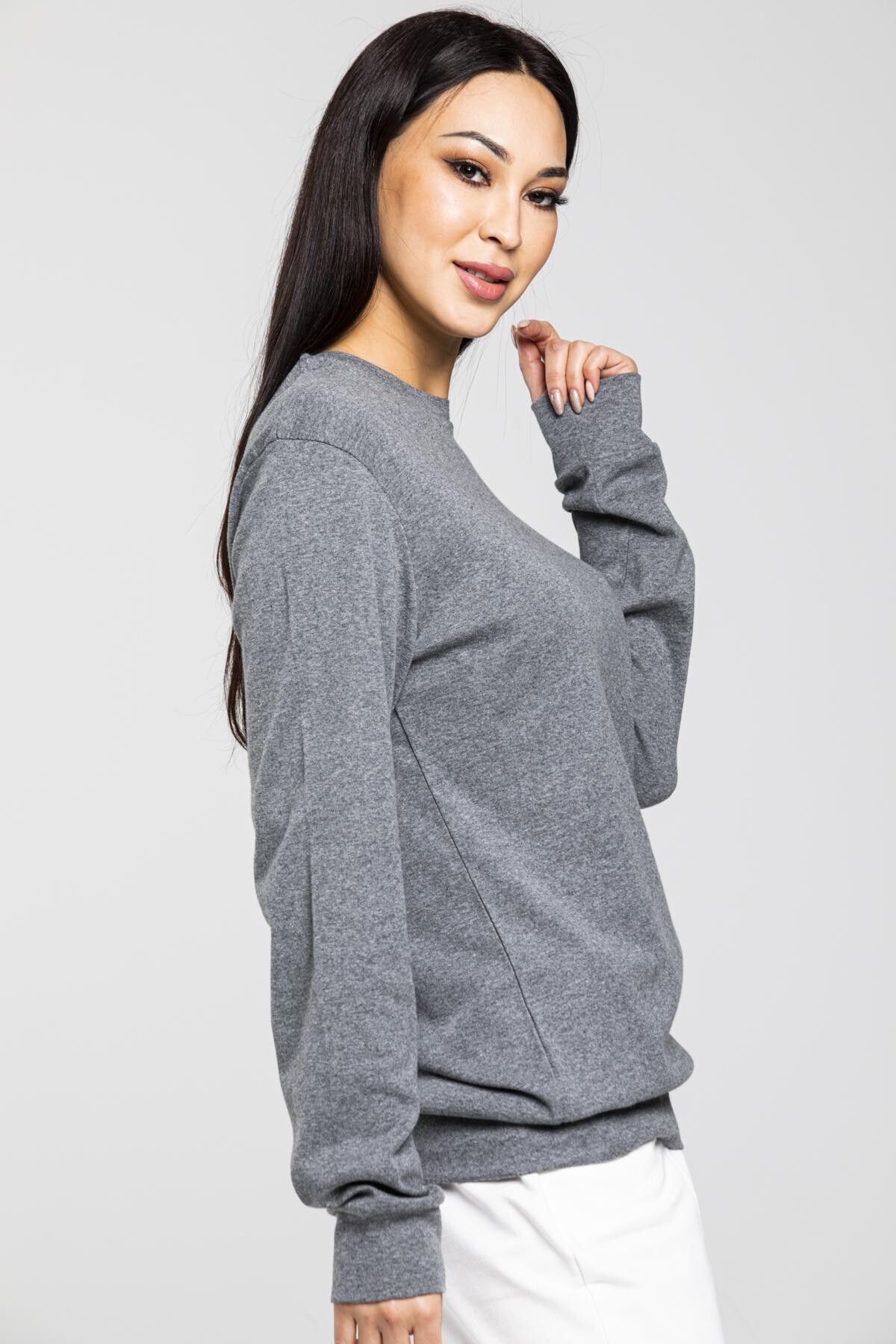 Süperlife Bisiklet Yaka Uzun Kollu Dar Kalıp İnce Sweatshirt SPR21K18