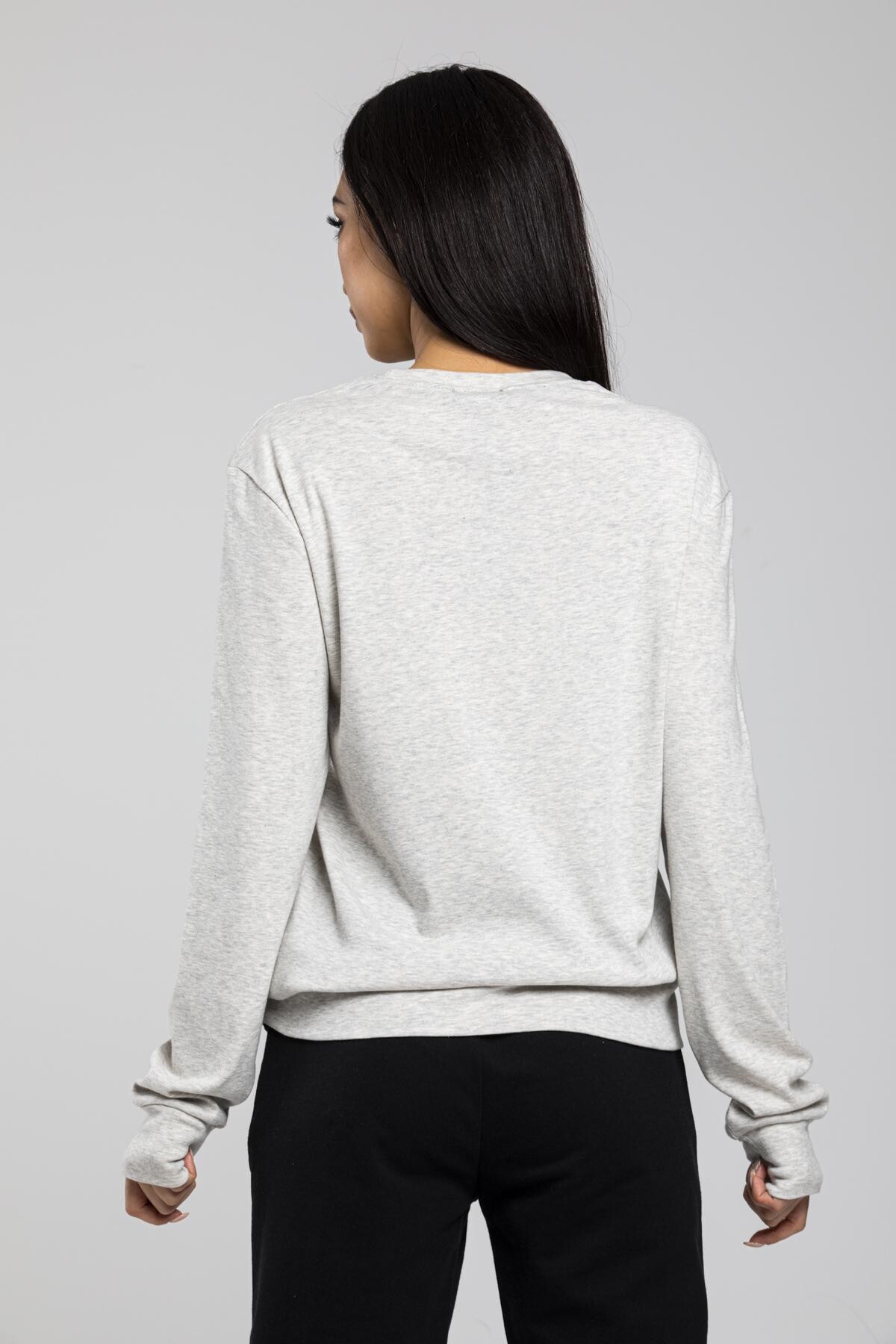 Süperlife Bisiklet Yaka Uzun Kollu Dar Kalıp İnce Sweatshirt SPR21K18