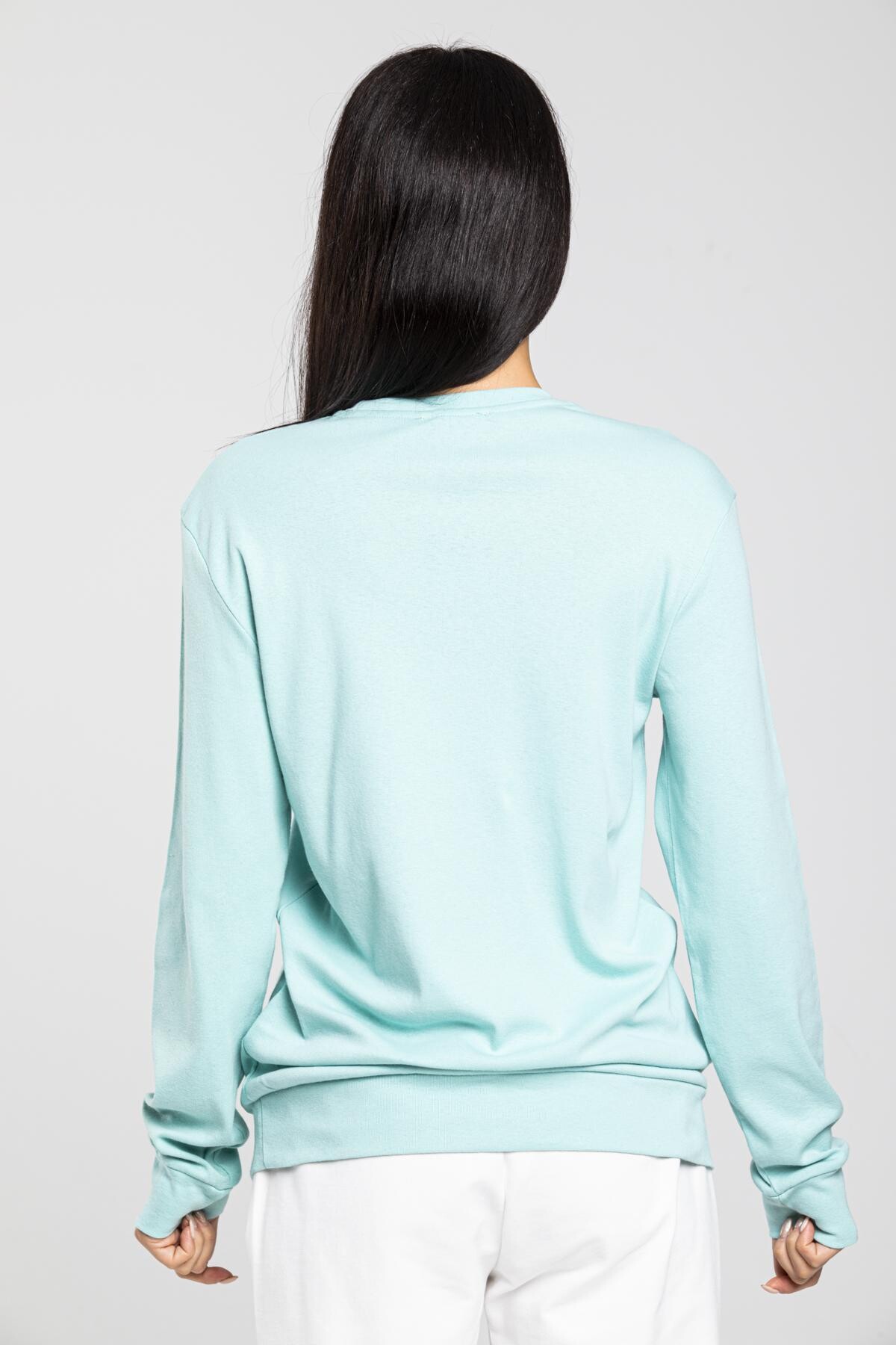 Süperlife Bisiklet Yaka Uzun Kollu Dar Kalıp İnce Sweatshirt SPR21K18
