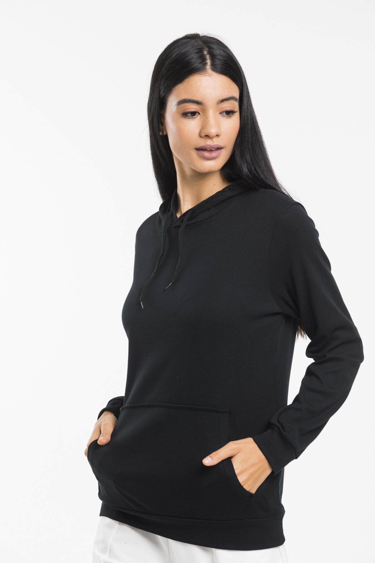 Süperlife Kadın Kapşonlu Regular Fit İnce Sweatshirt spr21k55