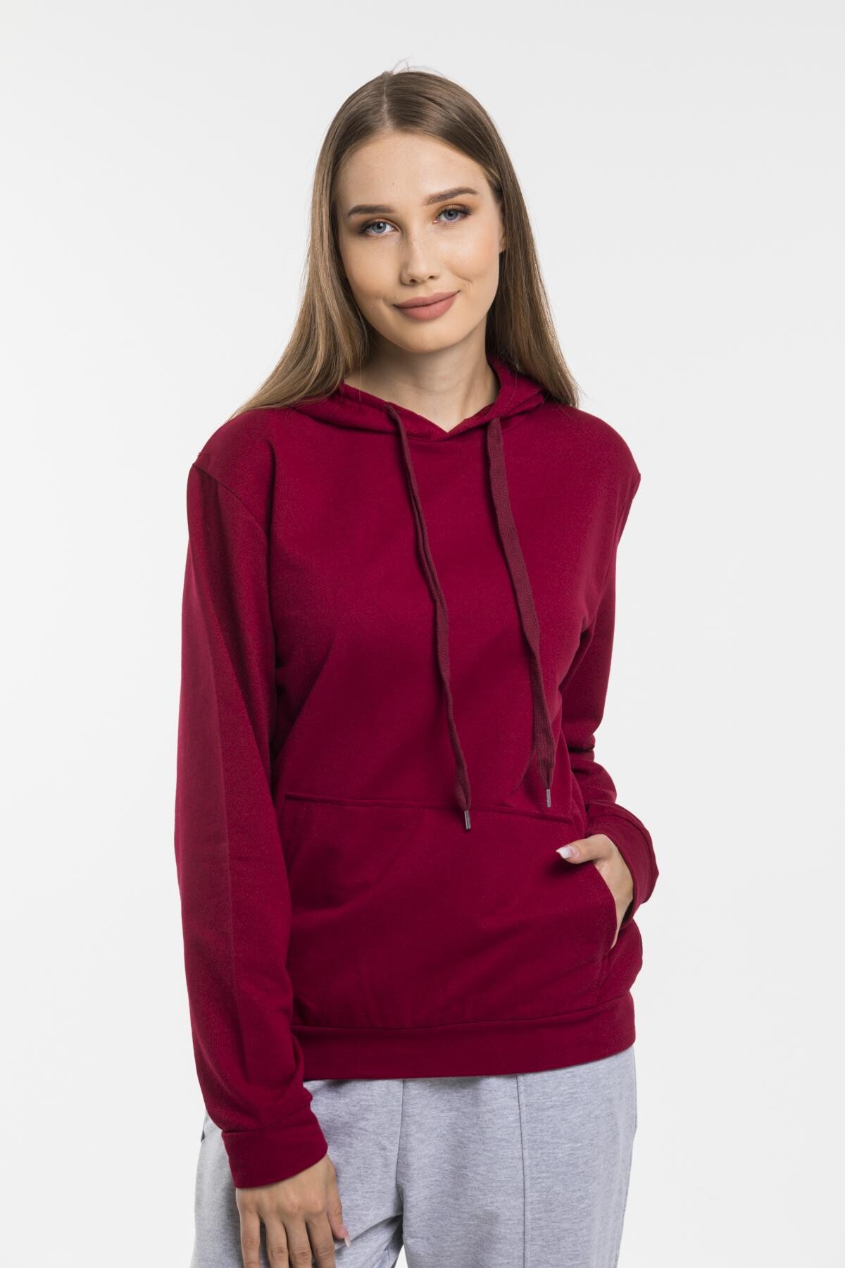 Süperlife Kadın Kapşonlu Regular Fit İnce Sweatshirt spr21k55
