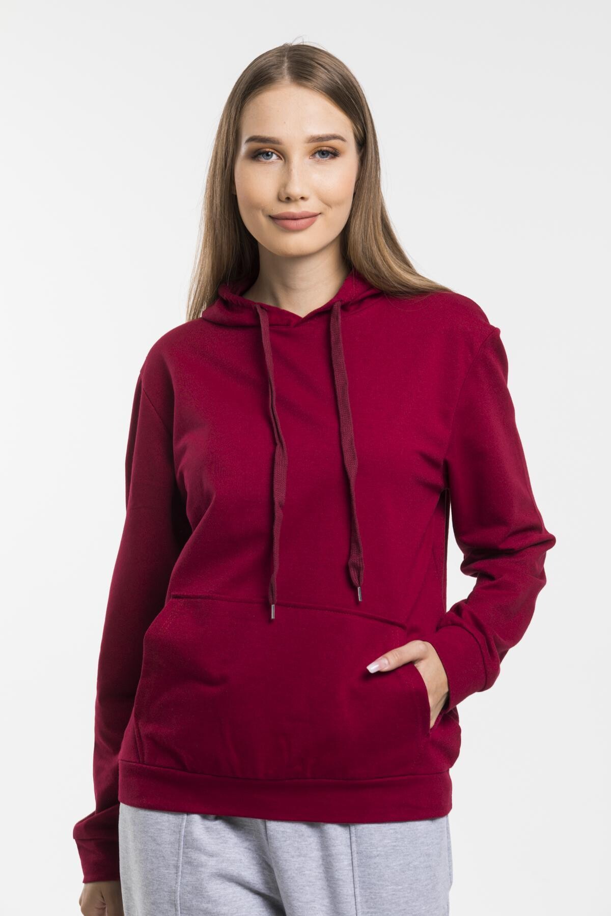 Süperlife Kadın Kapşonlu Regular Fit İnce Sweatshirt spr21k55