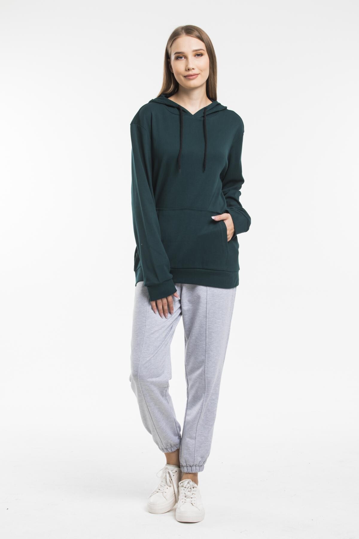 Süperlife Kadın Kapşonlu Regular Fit İnce Sweatshirt spr21k55