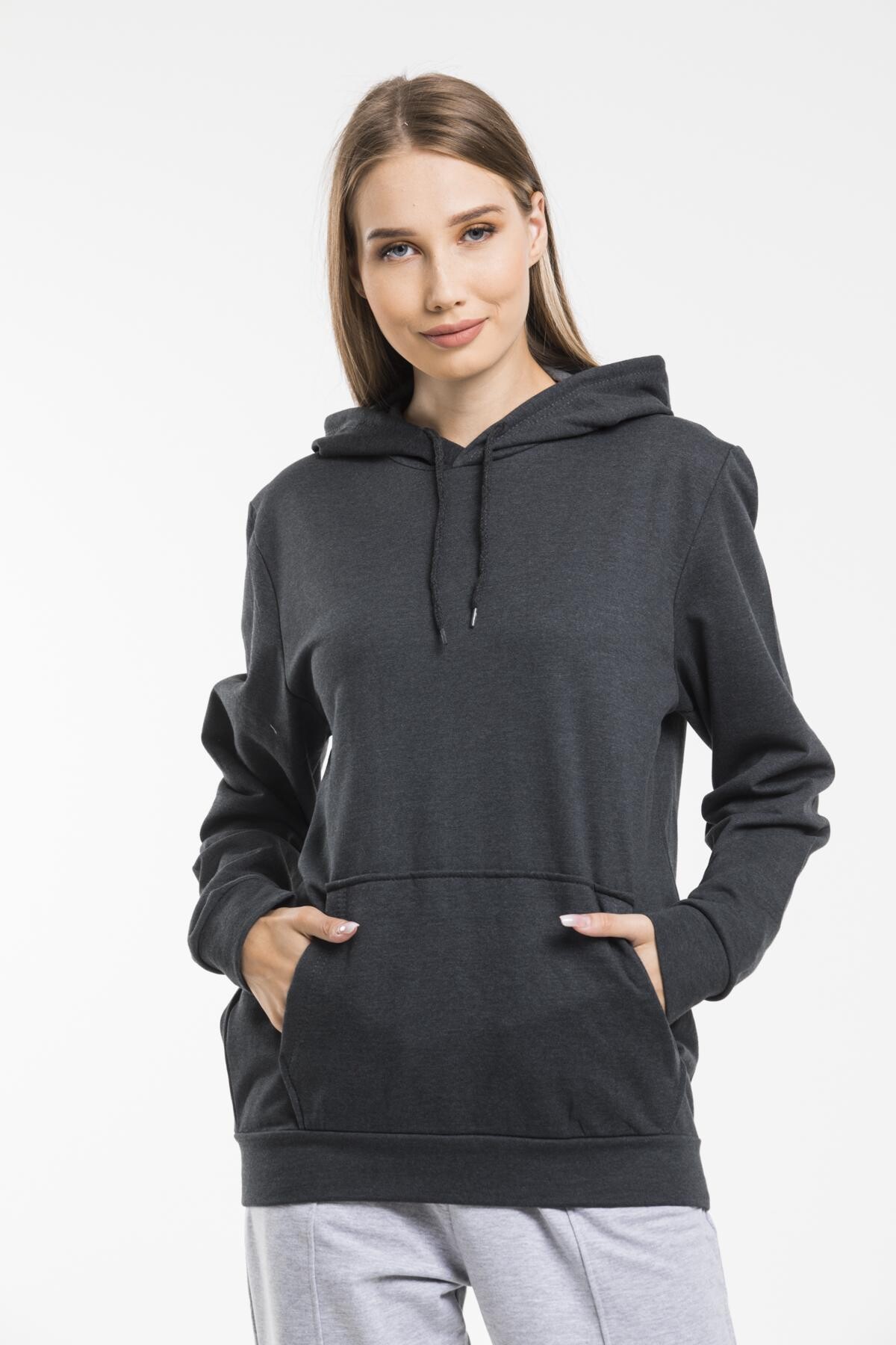 Süperlife Kadın Kapşonlu Regular Fit İnce Sweatshirt spr21k55