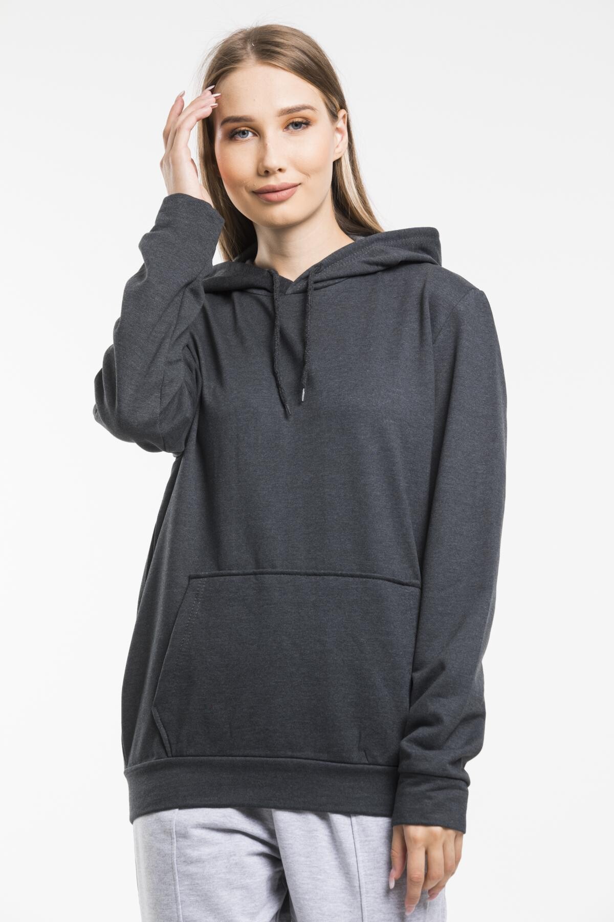 Süperlife Kadın Kapşonlu Regular Fit İnce Sweatshirt spr21k55