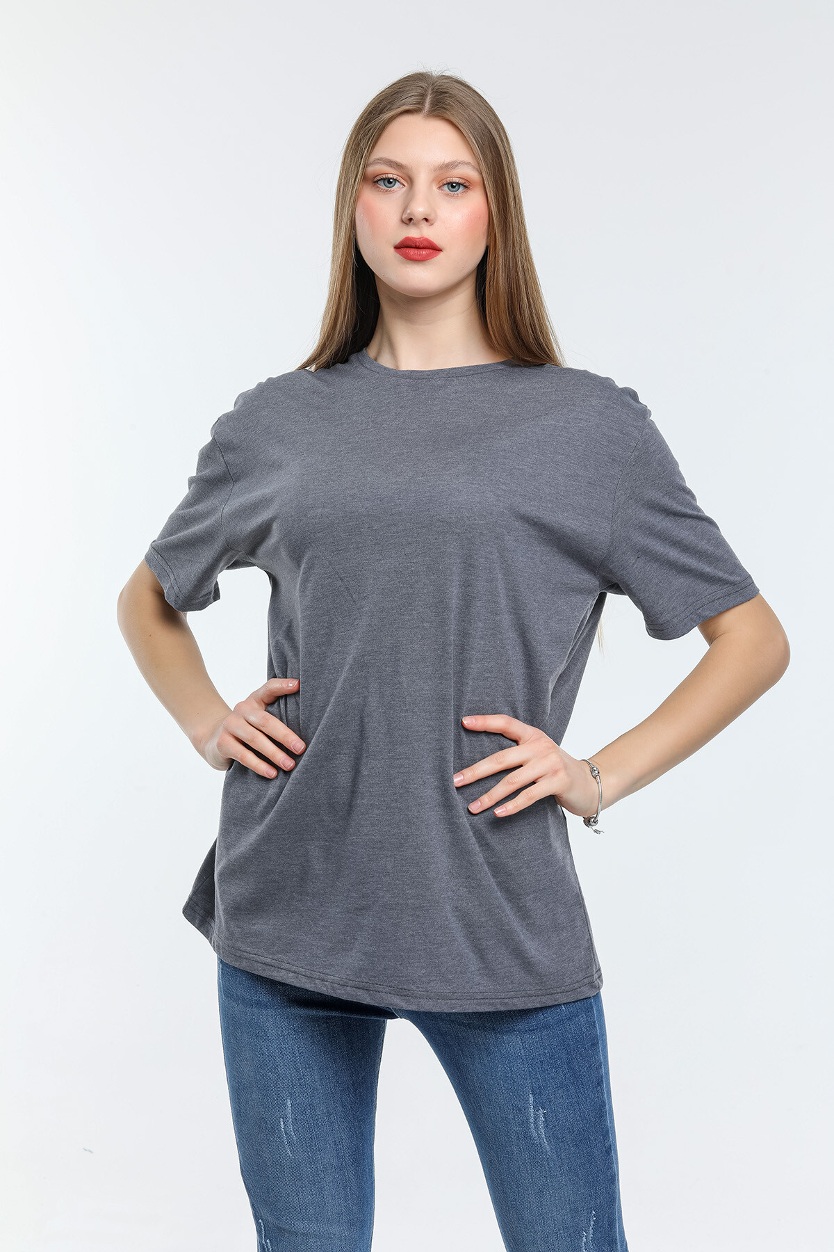 Süperlife Kadın Bisiklet Yaka Standart &Regular Fit Tişort spr21yk30