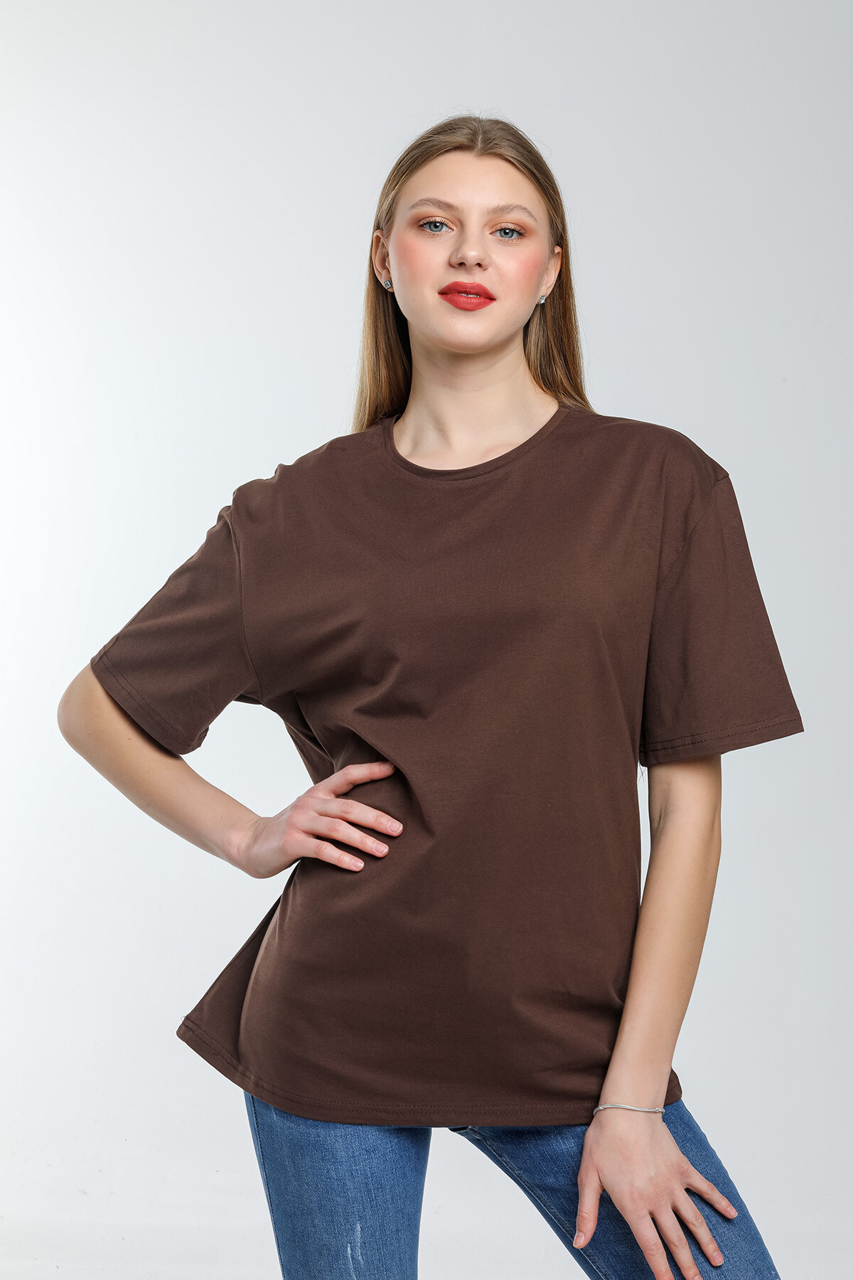 Süperlife Kadın Bisiklet Yaka Standart &Regular Fit Tişort spr21yk30