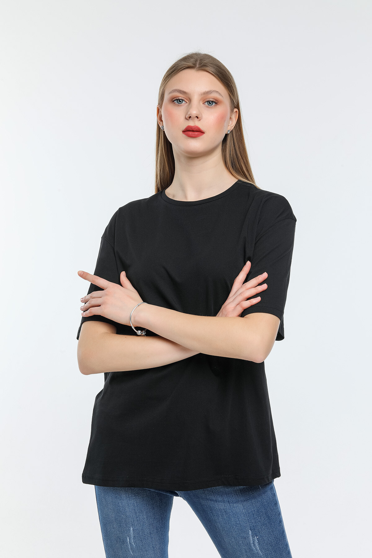 Süperlife Kadın Bisiklet Yaka Standart &Regular Fit Tişort spr21yk30