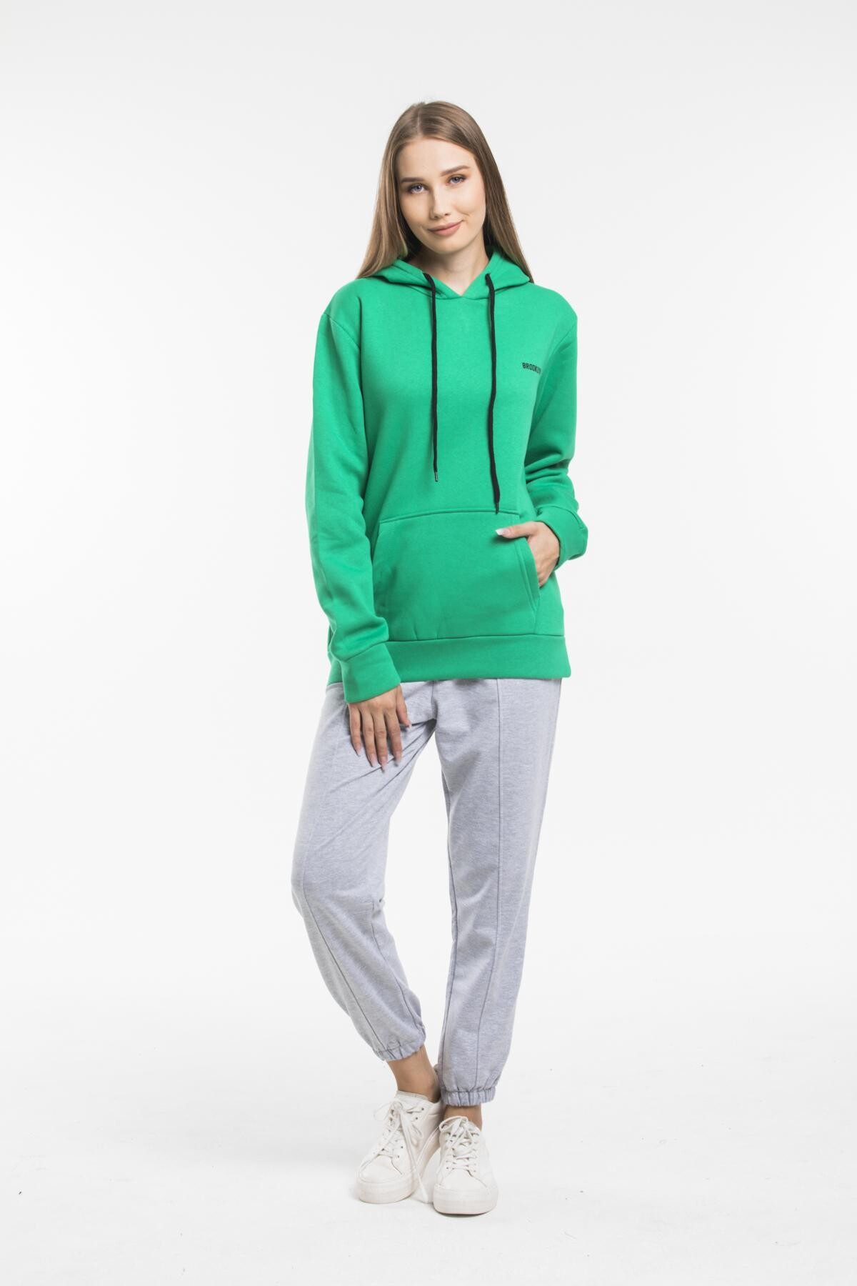 Süperlife Kadın Kapşonlu Regular Fit Baskılı İnce Sweatshirt SPR21K61