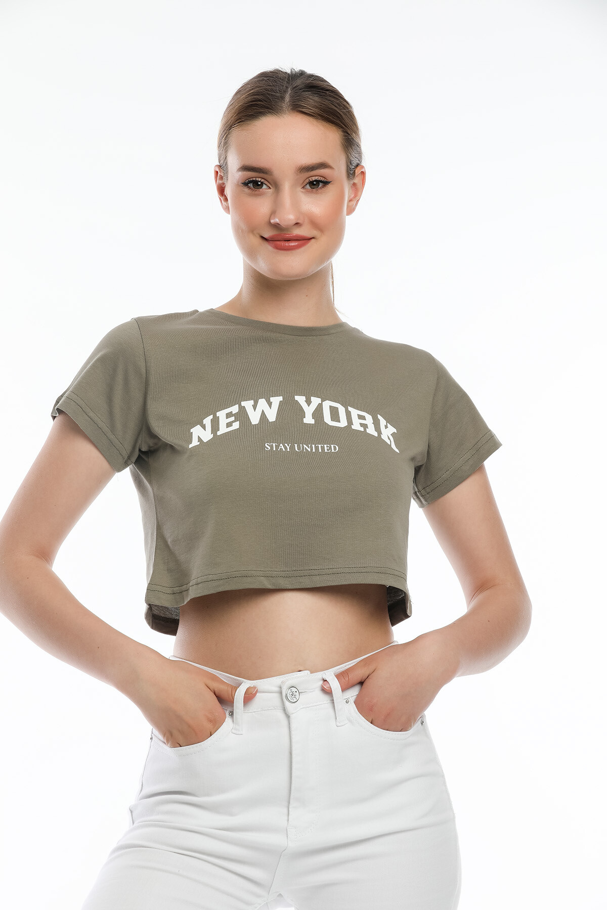 Süperlife Kadın Newyork Baskılı  Slim Fit  Tişort  SPR21Y15