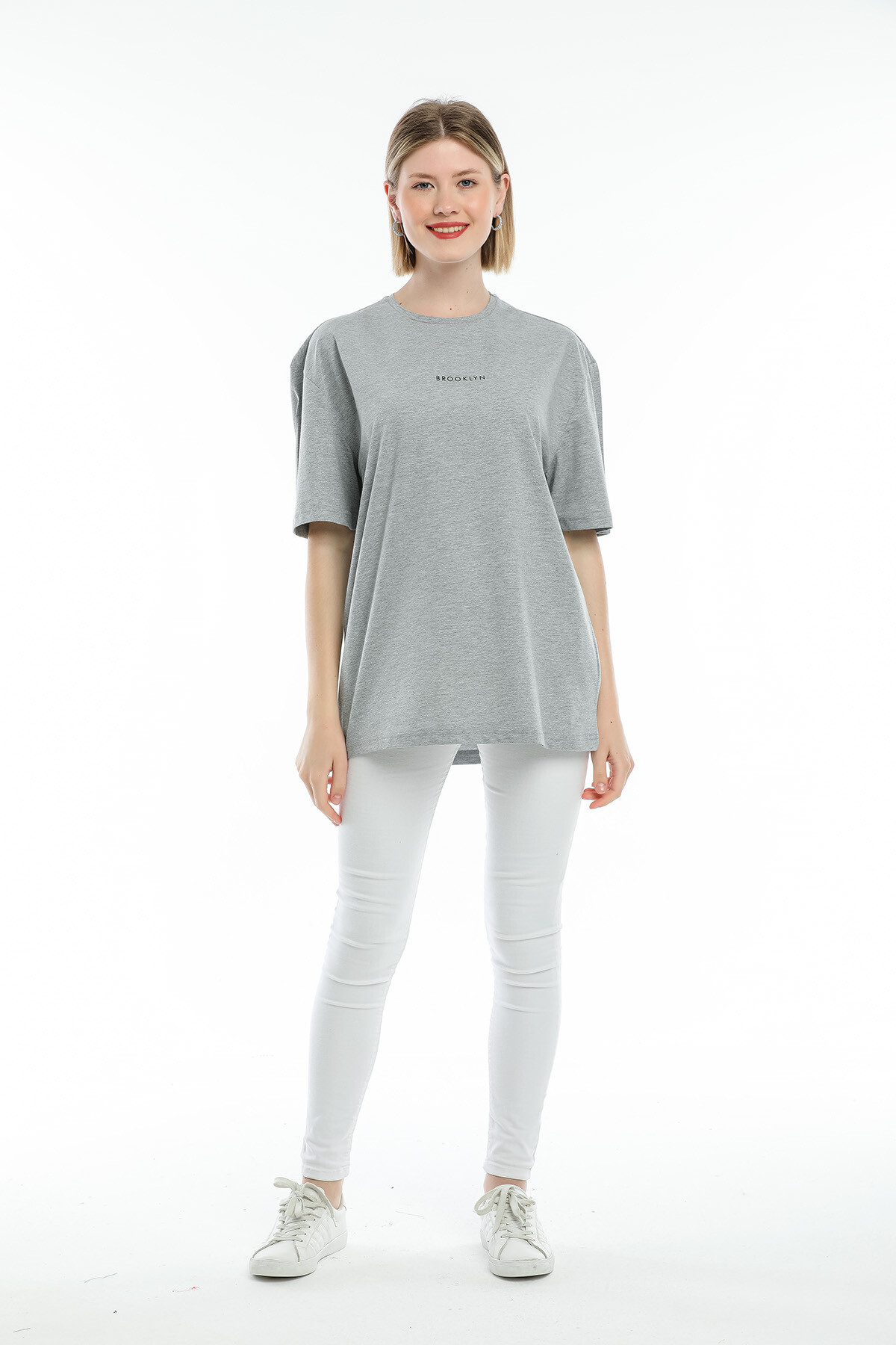 Süperlife Kadın Bisiklet Yaka Standart &Regular Fit  Brookyln Baskılı Tişort SPR21YK27