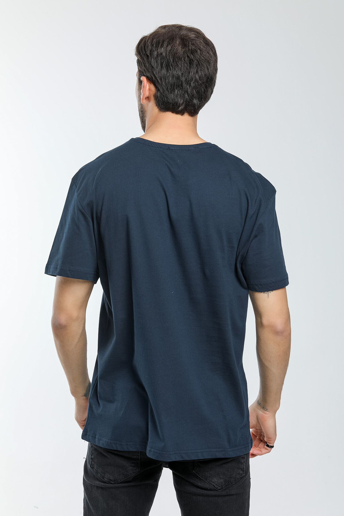 Süperlife Erkek Bisiklet Yaka Slim Fit Ön Çöp Dikiş Garni  Tişort SPR21Y01