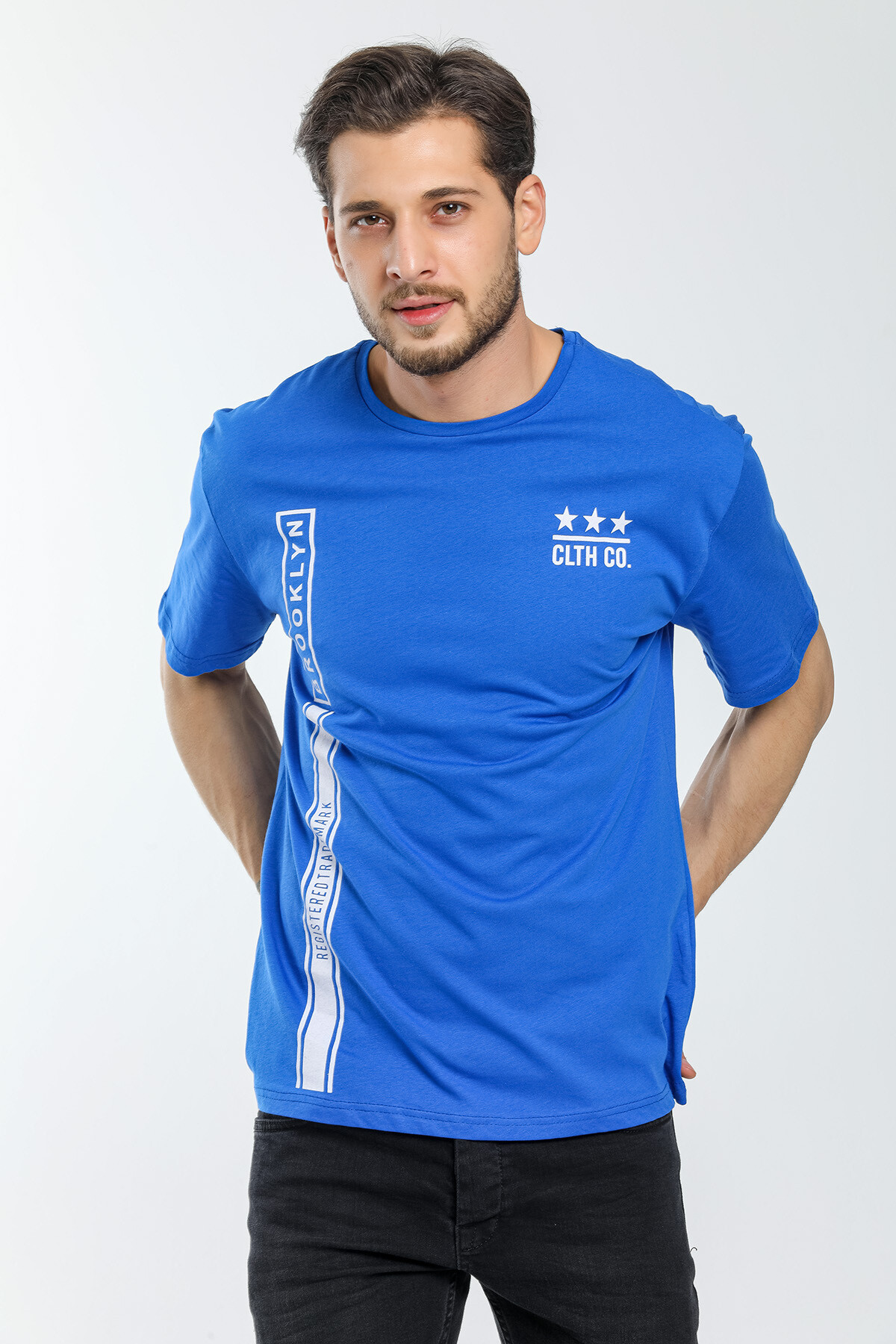 Erkek Bisiklet Yaka Slim Fit Baskılı Tişort SPR21Y24